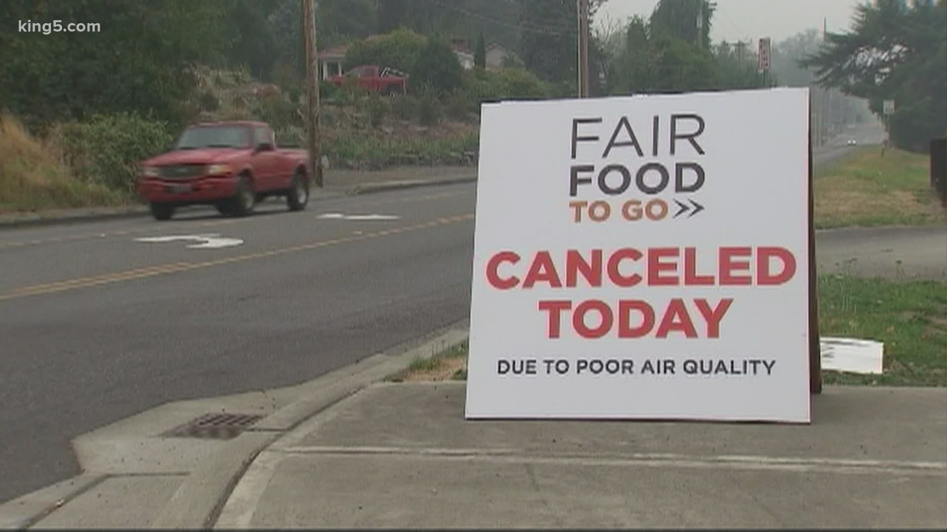 The Washington State Fair is canceled due to the pandemic, but vendors were offering a drive-thru food option this month. Poor air quality forced that to close, too.