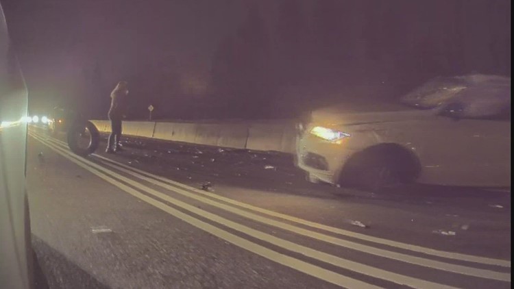 State patrol searching for driver who caused rollover crash on I-405 in Kirkland