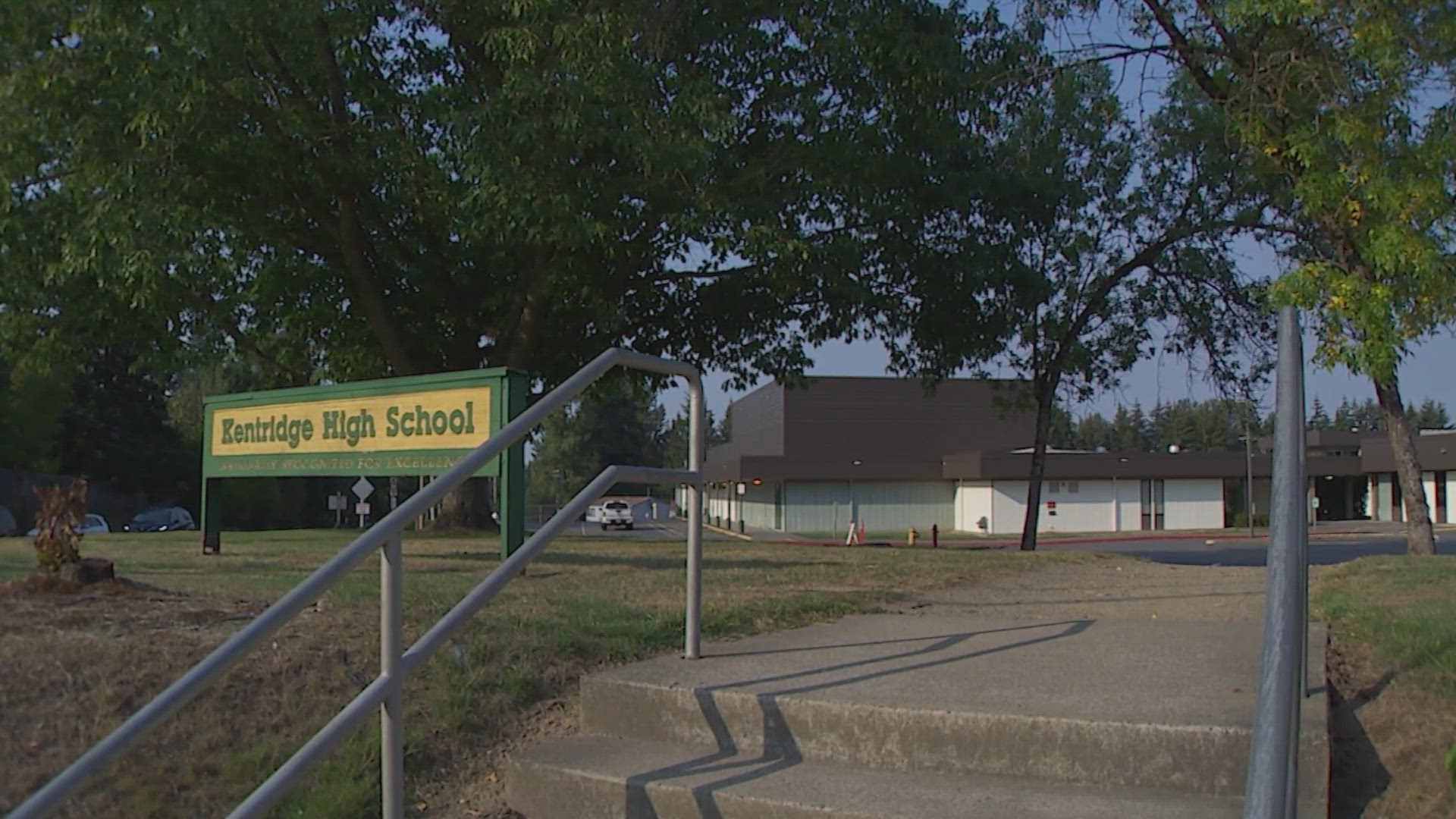 The school was placed on lockdown after the suspect abandoned the car in the parking lot and entered the school.