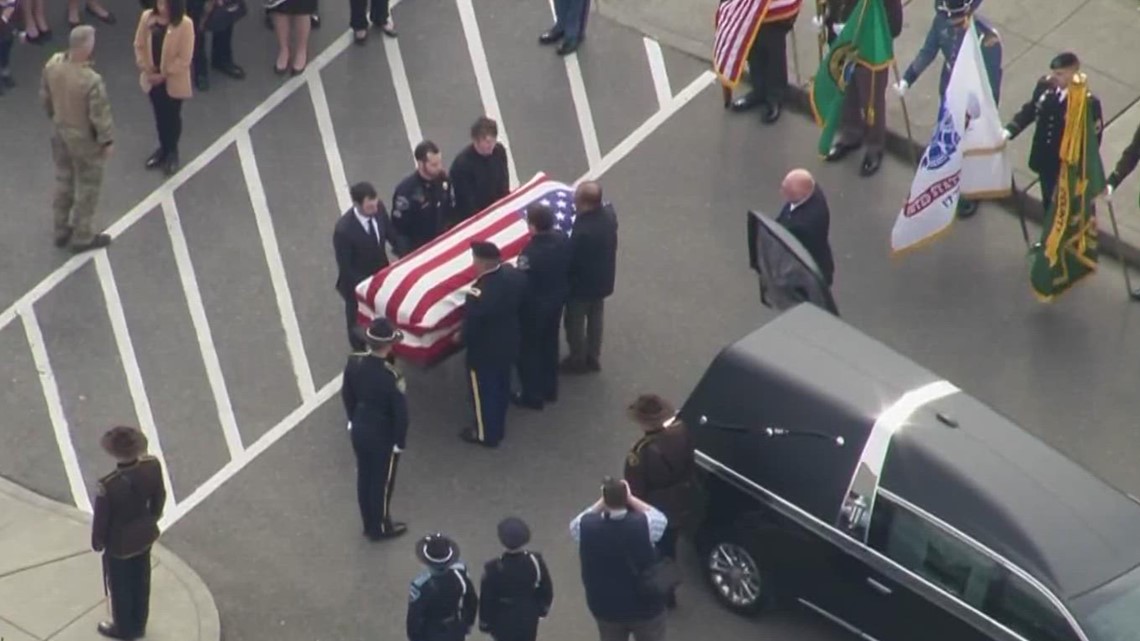 Casket of fallen Pierce County Deputy Dom Calata carried into ...
