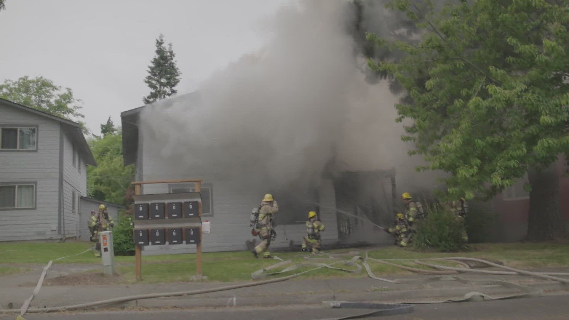 One person jumped to escape the flames and was rushed to a nearby hospital. 