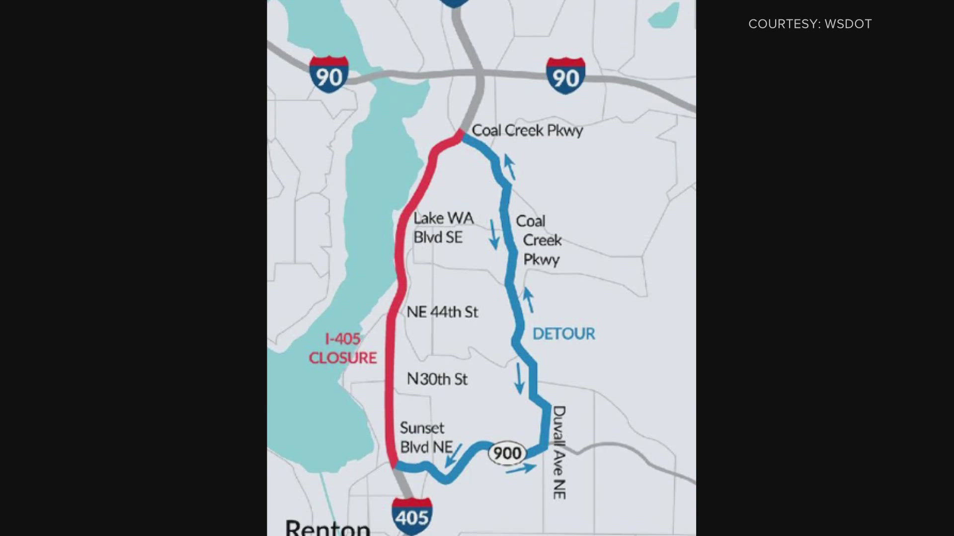 All lanes of I-405 will be closed in Renton this weekend for road work.