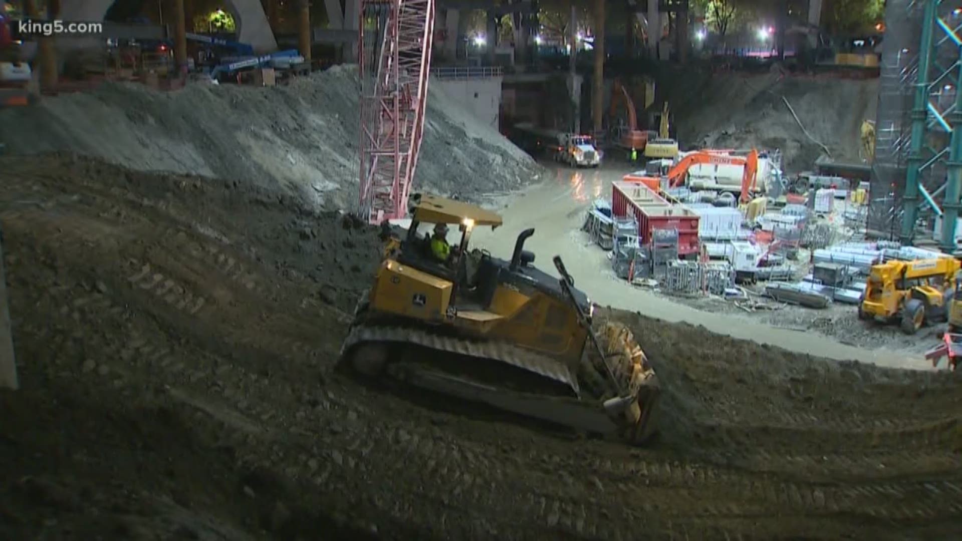Construction on the new arena in Seattle Center is well underway, and tonight we have an exclusive look at where the "big dig" dirt is going.