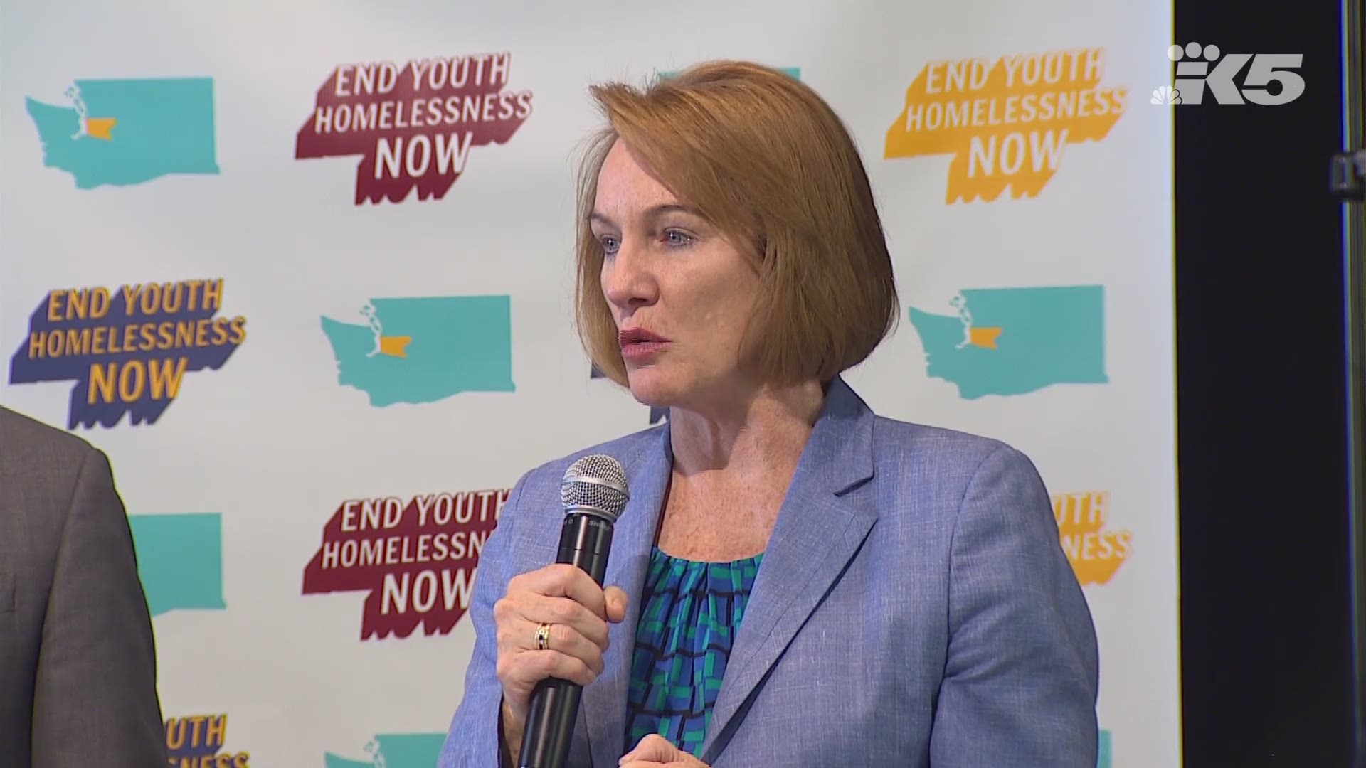Seattle Mayor Jenny Durkan speaks at an event promoting strides made in ending youth homelessness on June 25, 2019.