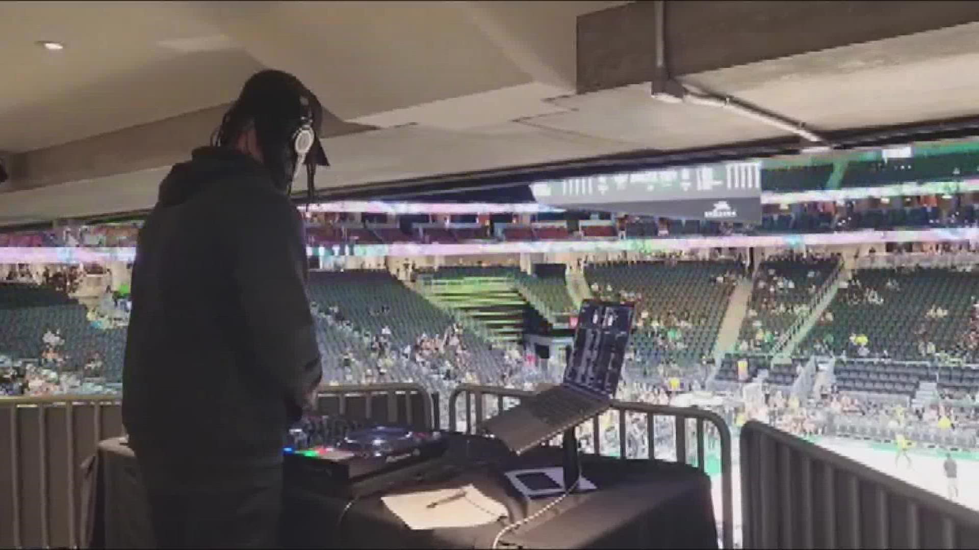 "DJ Trunks" has been pumping up crowds at packed Seattle sports events for a full year. Paul Cranford shares what he's enjoyed most and how fans are interacting.