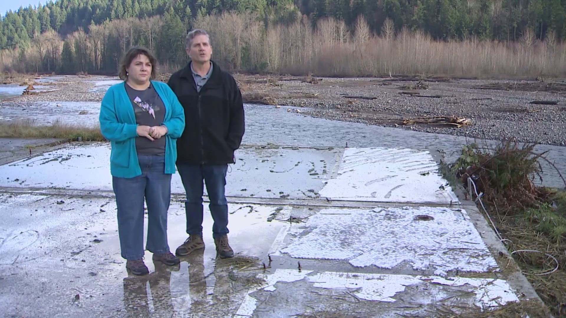 Shauna and Kevin Pelley owe $38,000 to Pierce County after their home along the Puyallup River was torn down earlier this month.