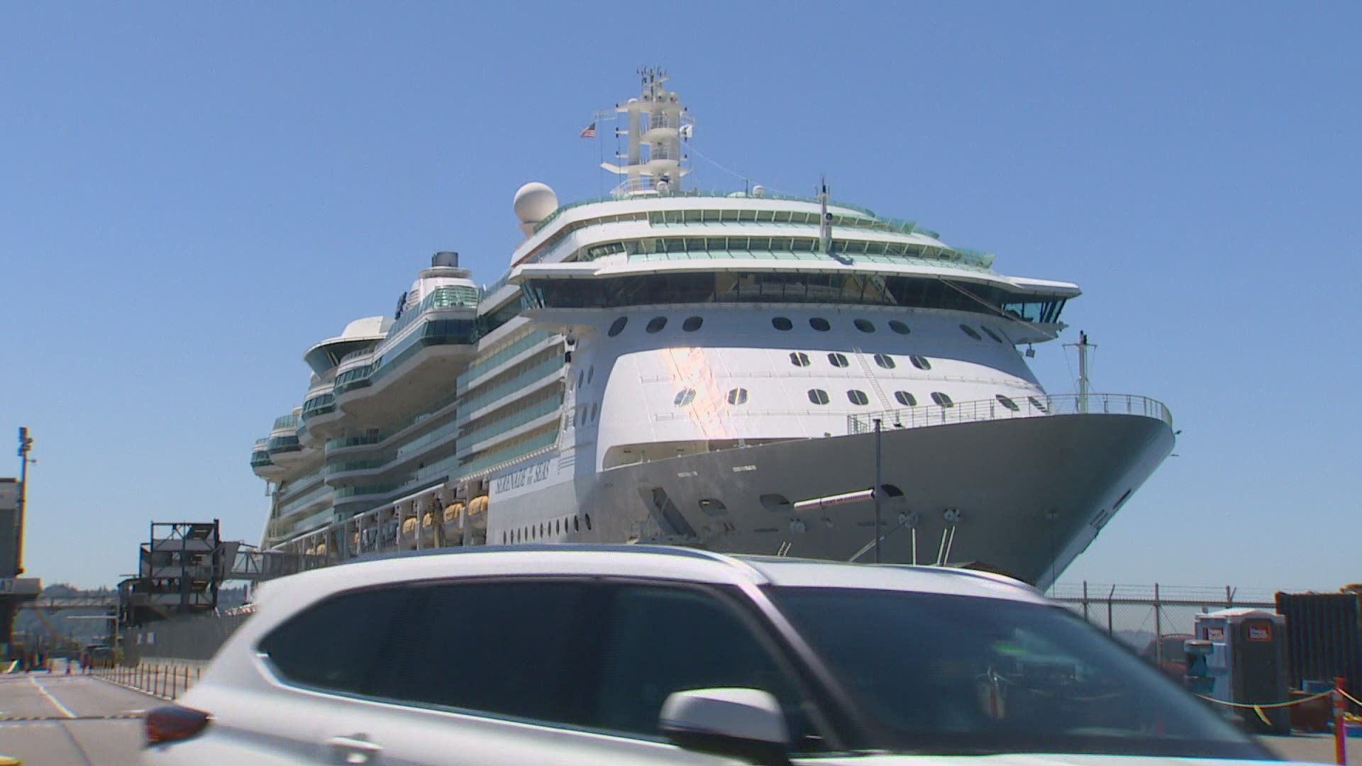 The sailing of the Serenade of the Seas from the Port of Seattle to Alaska marks the first cruise since COVID-19 wiped out the entire 2020 season.