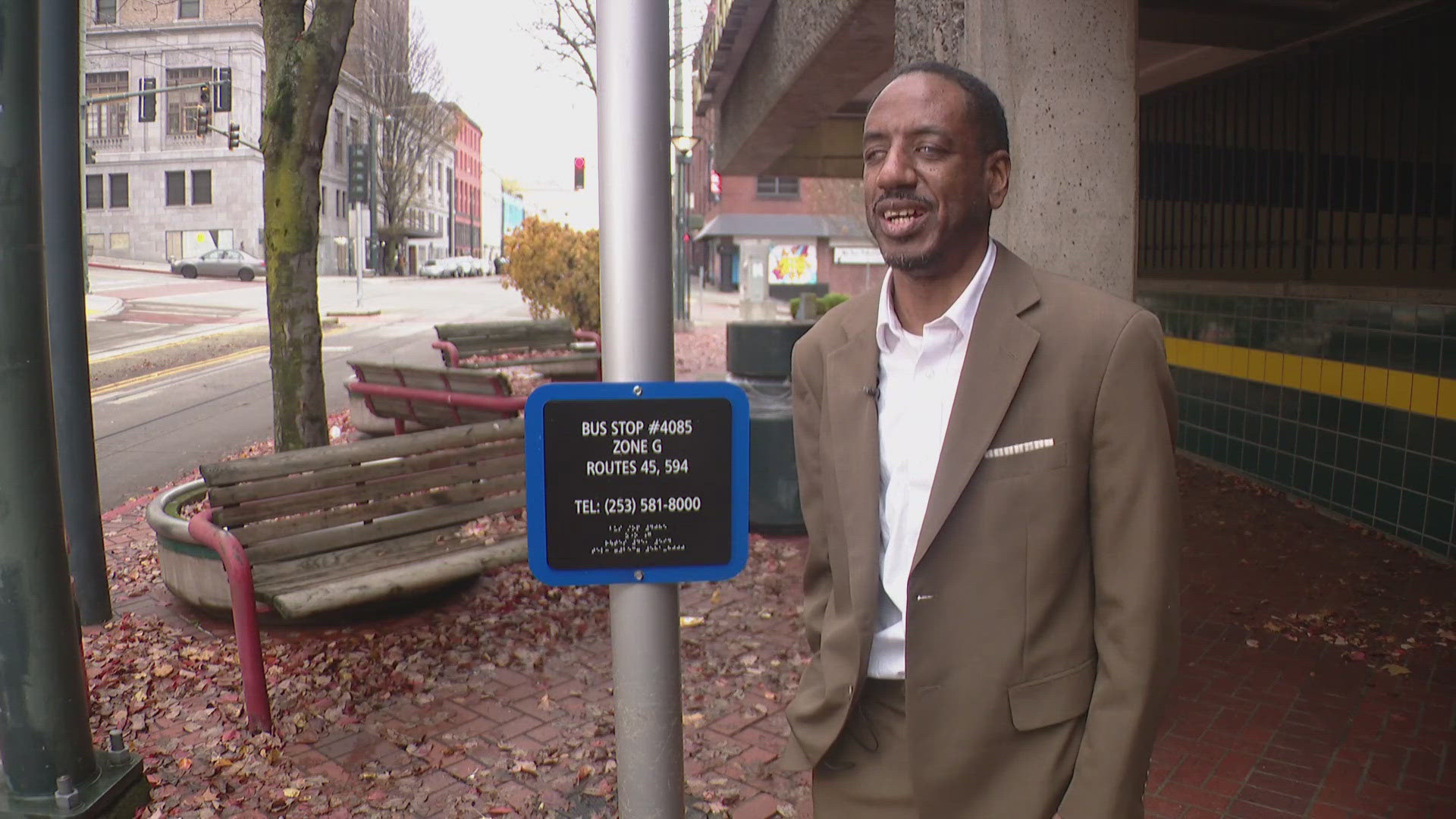 Seven signs are now installed and Pierce Transit plans to add more. The signs have braille and bold, raised lettering for people who are blind or have low vision.