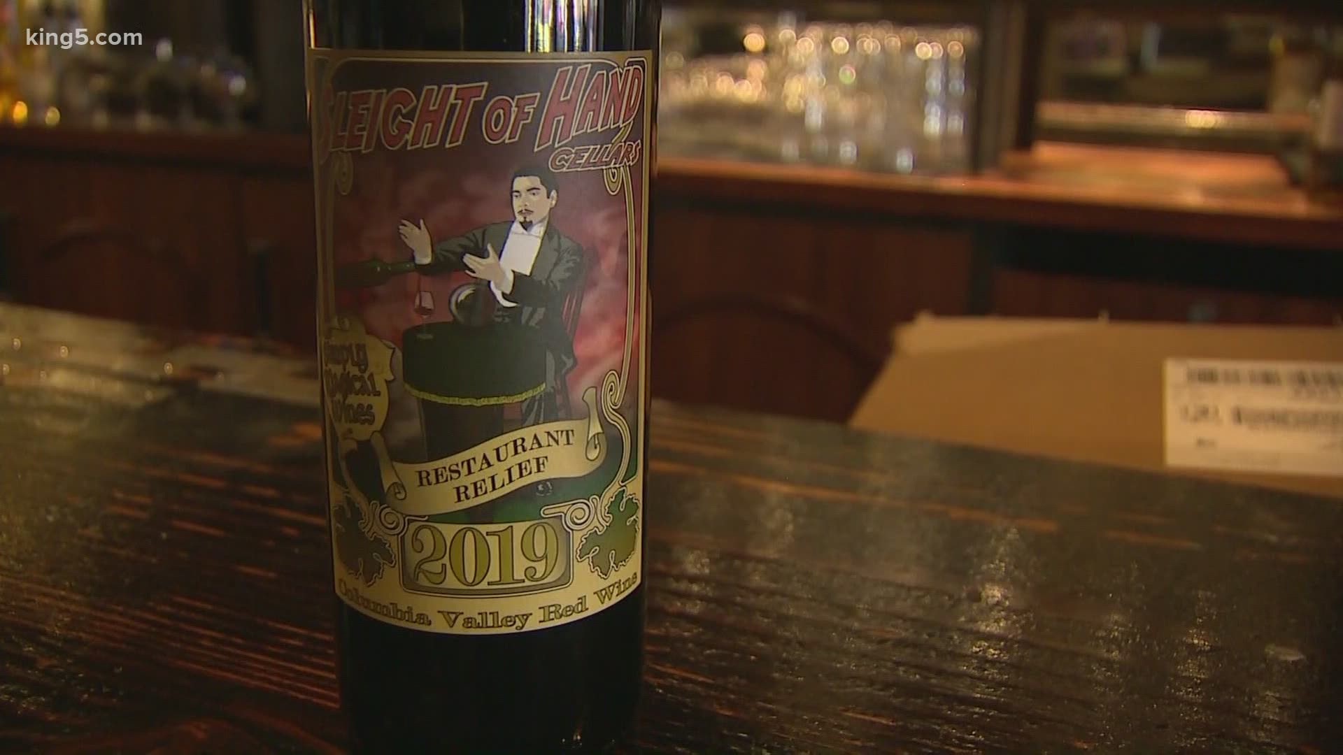 Sleight of Hand Cellars wanted to support the restaurant industry by off-loading 300 cases of 2019 Restaurant Relief Wine, a 100% Syrah from Yakima Valley.
