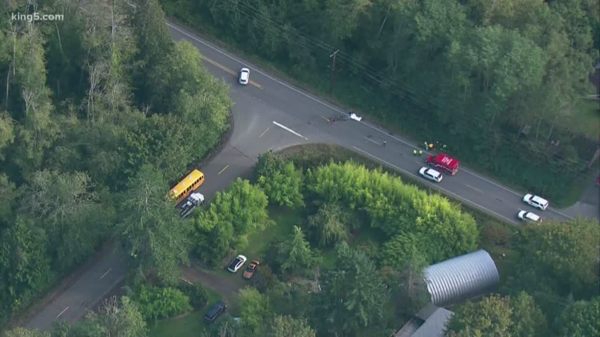 Motorcyclist died after hitting a loaded school bus in south Kitsap