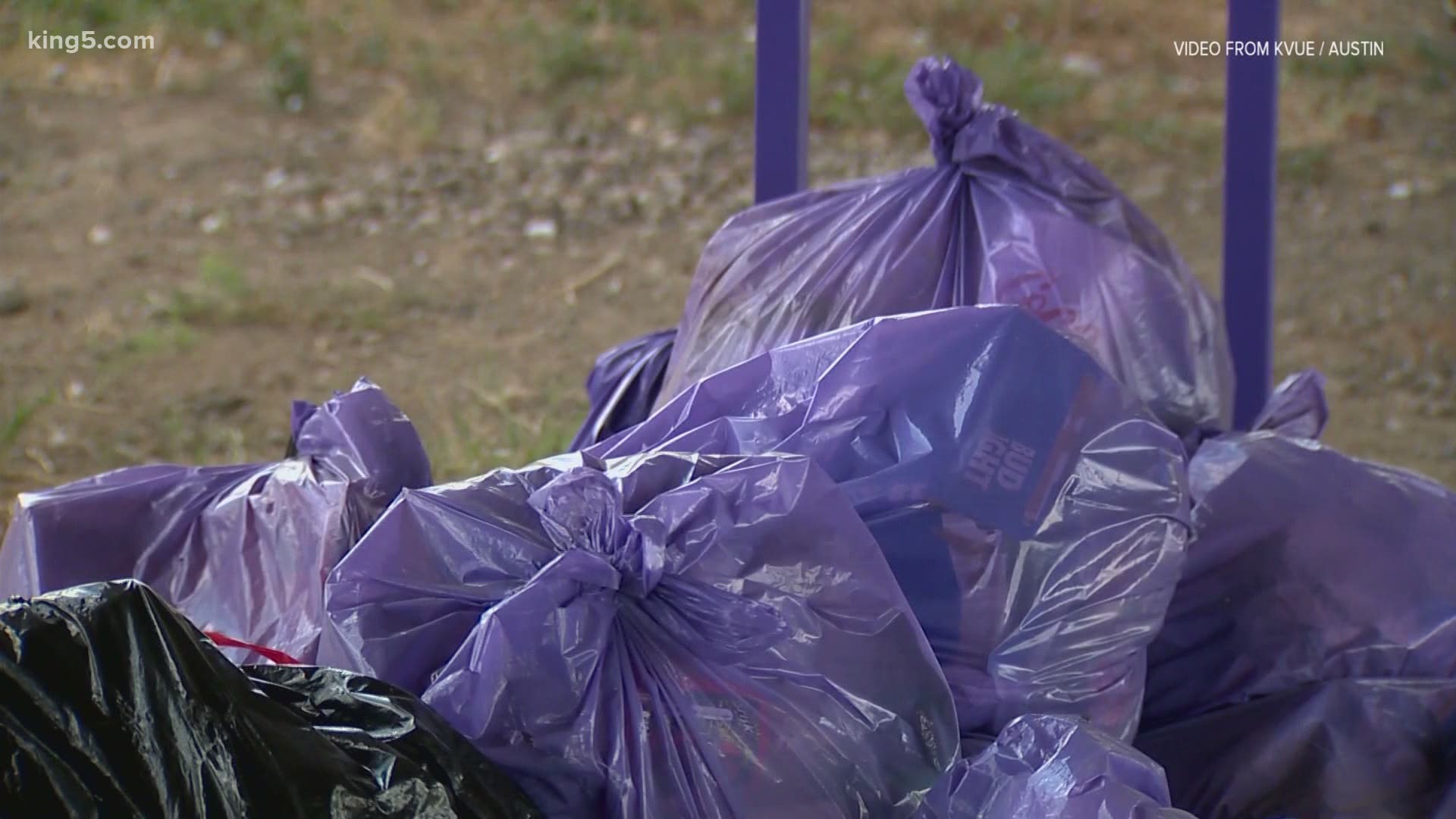 What are those violet trash bags about? How Austin hopes to encourage  homeless population to clean up their areas