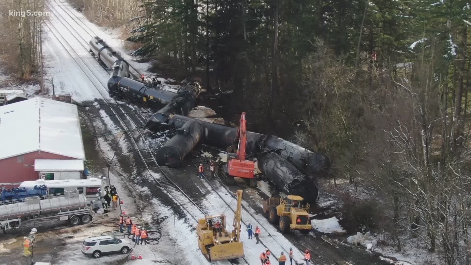 The tanker train hauling crude oil derailed near Custer on Tuesday. Crews are working through the weekend on cleanup and plan to remove the cars starting Monday.