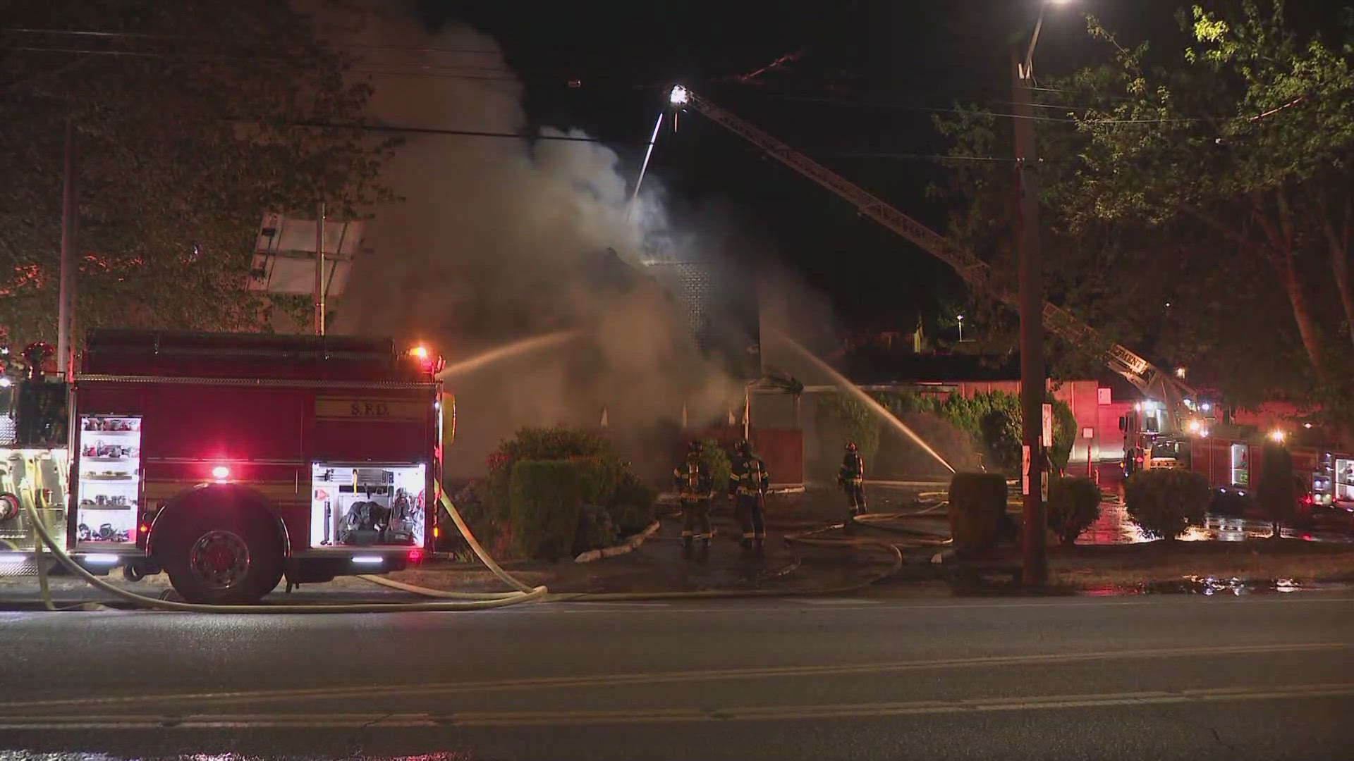 The Columbia Funeral Home and Crematory on Rainier Ave. S went up in flames in what is being investigated as a possible arson 