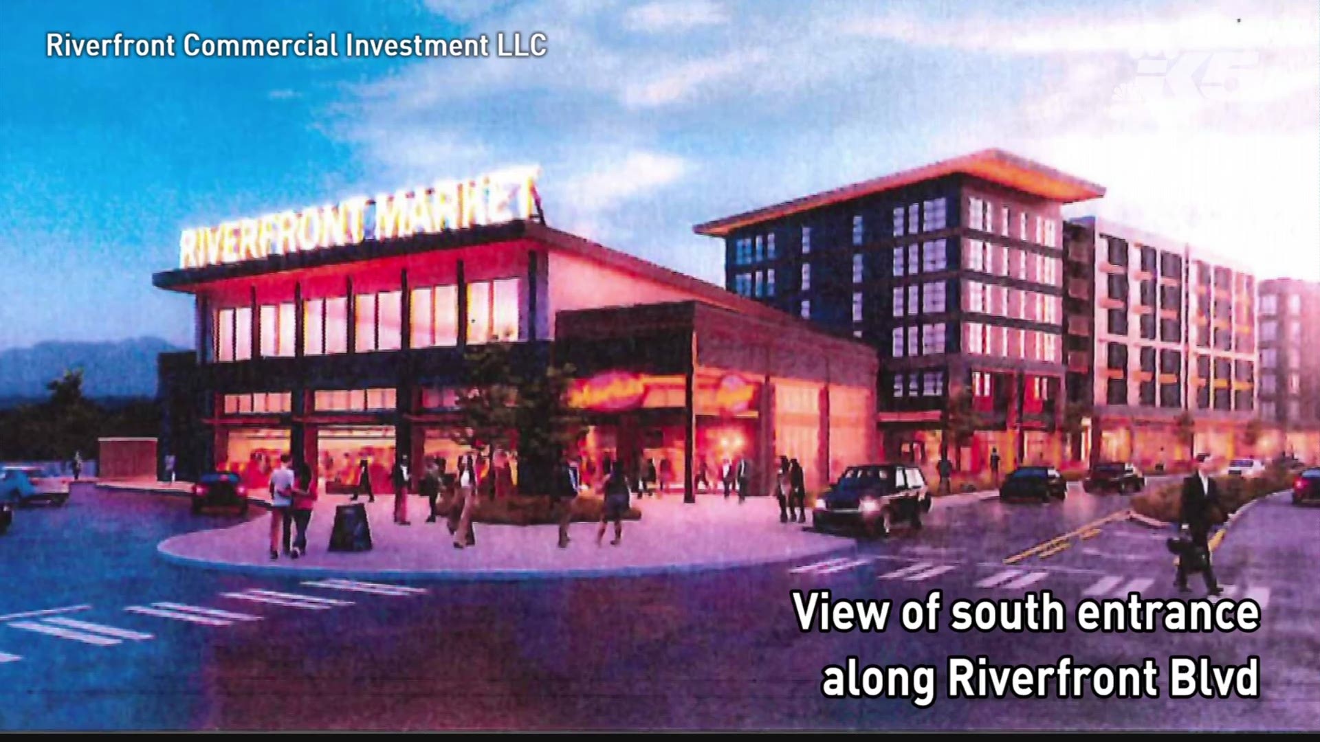 A planned development on Everett's riverfront will include 230,000 square-feet of retail space, including a movie theater and specialty grocery store, 125,000 square feet of office space, 250 hotel rooms, and 1,250 condo or multi-family home units.
