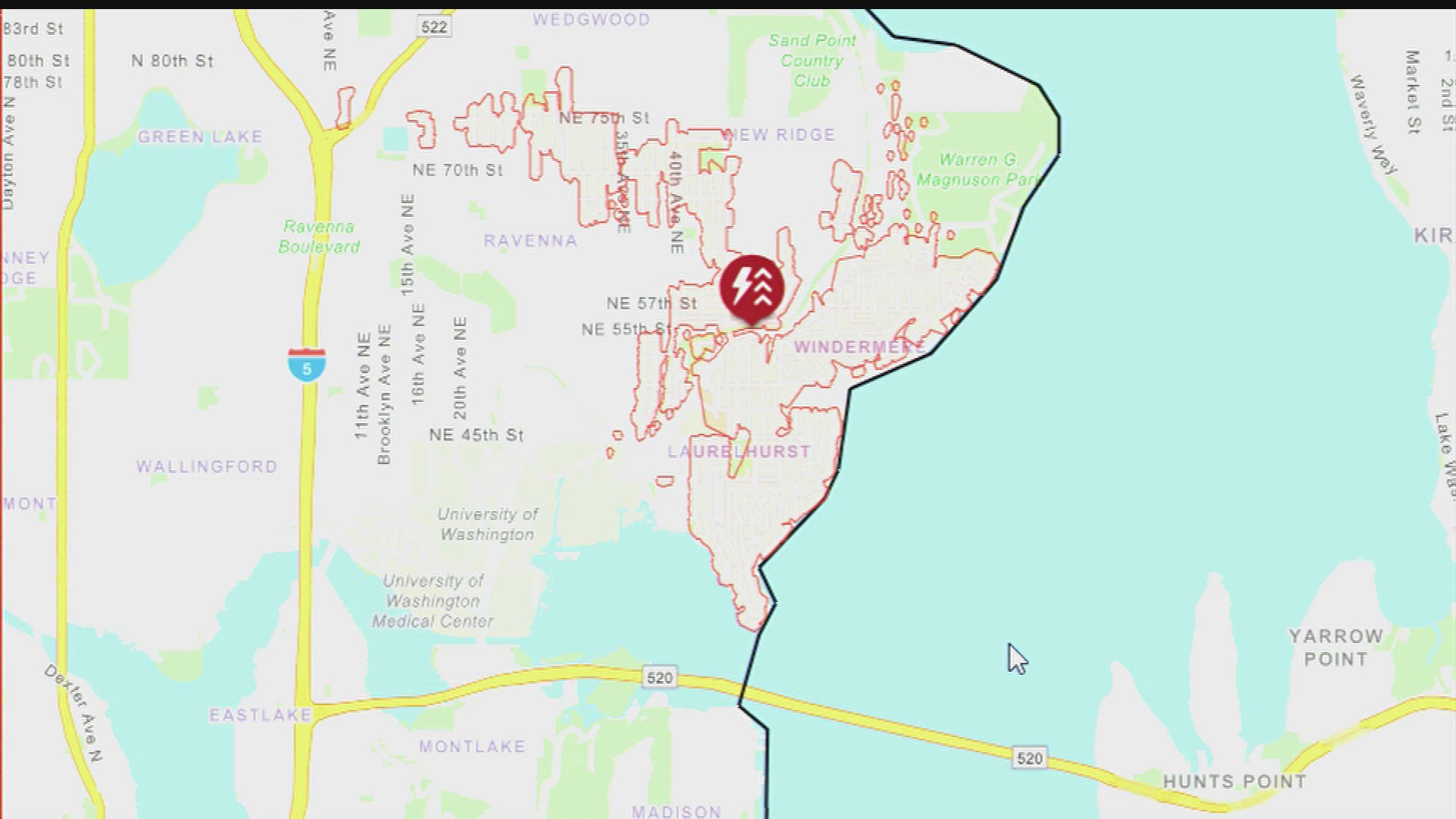 Seattle City Light is reporting a large power outage in North Seattle, mostly in the Laurelhurst and Windermere neighborhoods.