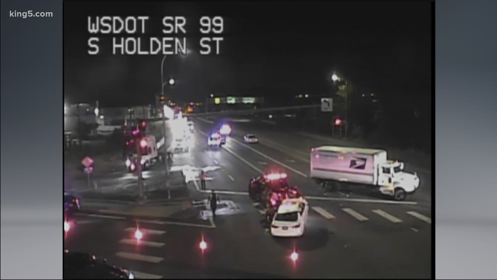 The Seattle Fire Department tweeted about the crash at S. Holden St. and W. Marginal Way around 4 a.m. Wednesday.