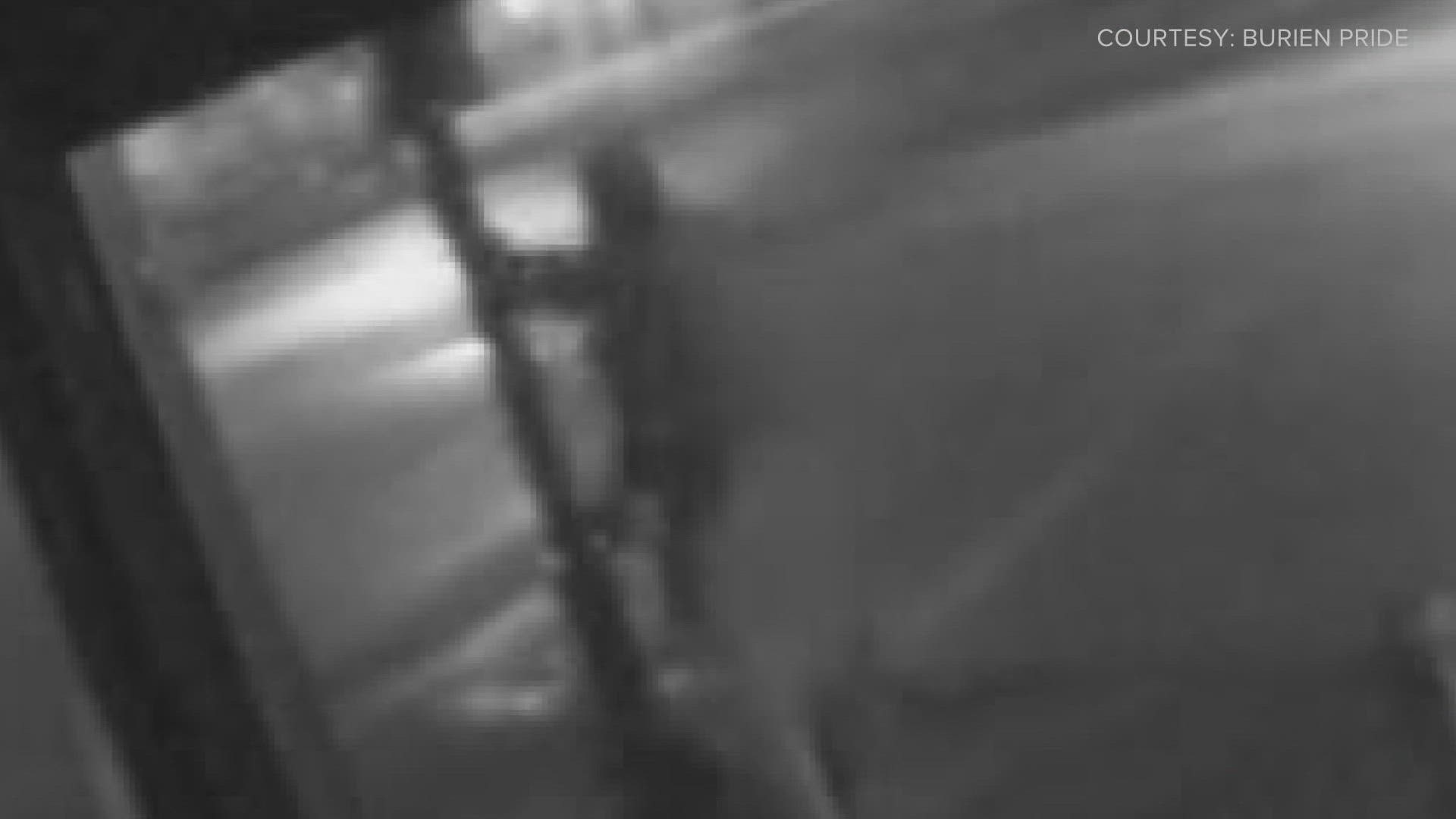 Surveillance video caught a thief stealing Pride flags from downtown Burien early Saturday morning