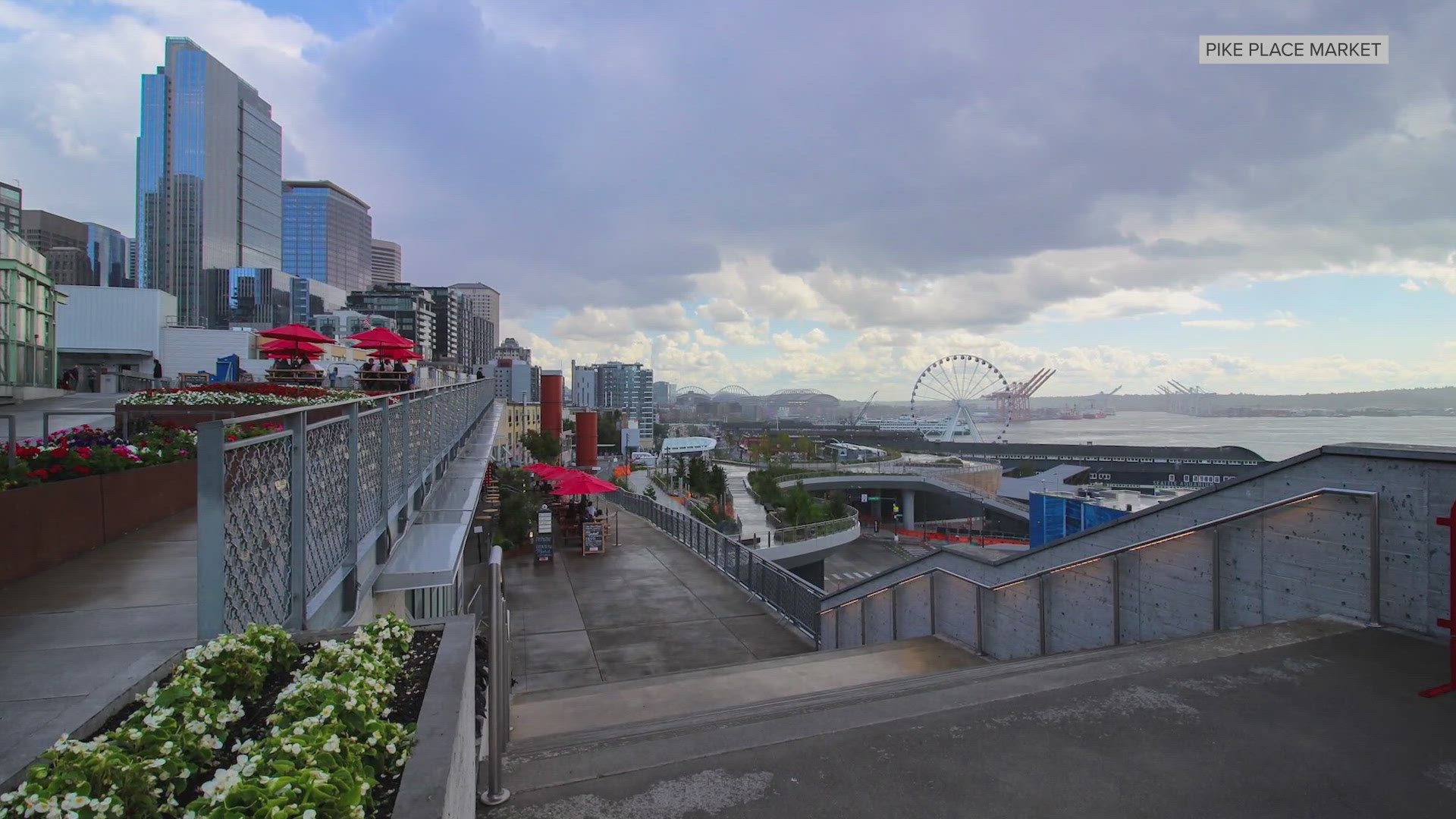 The new elevated park is located where the Alaskan Way Viaduct once stood.