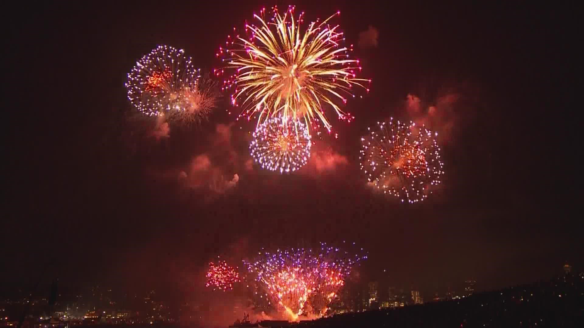 About 10,000 pounds of fireworks were ignited on Lake Union.