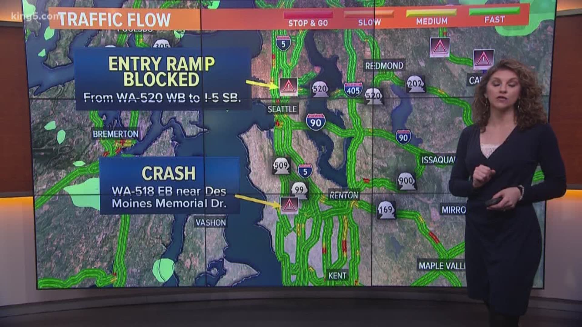 A 7 car accident has traffic backed up on I-5 N in Federal Way.  So far only minor injuries are being reported.