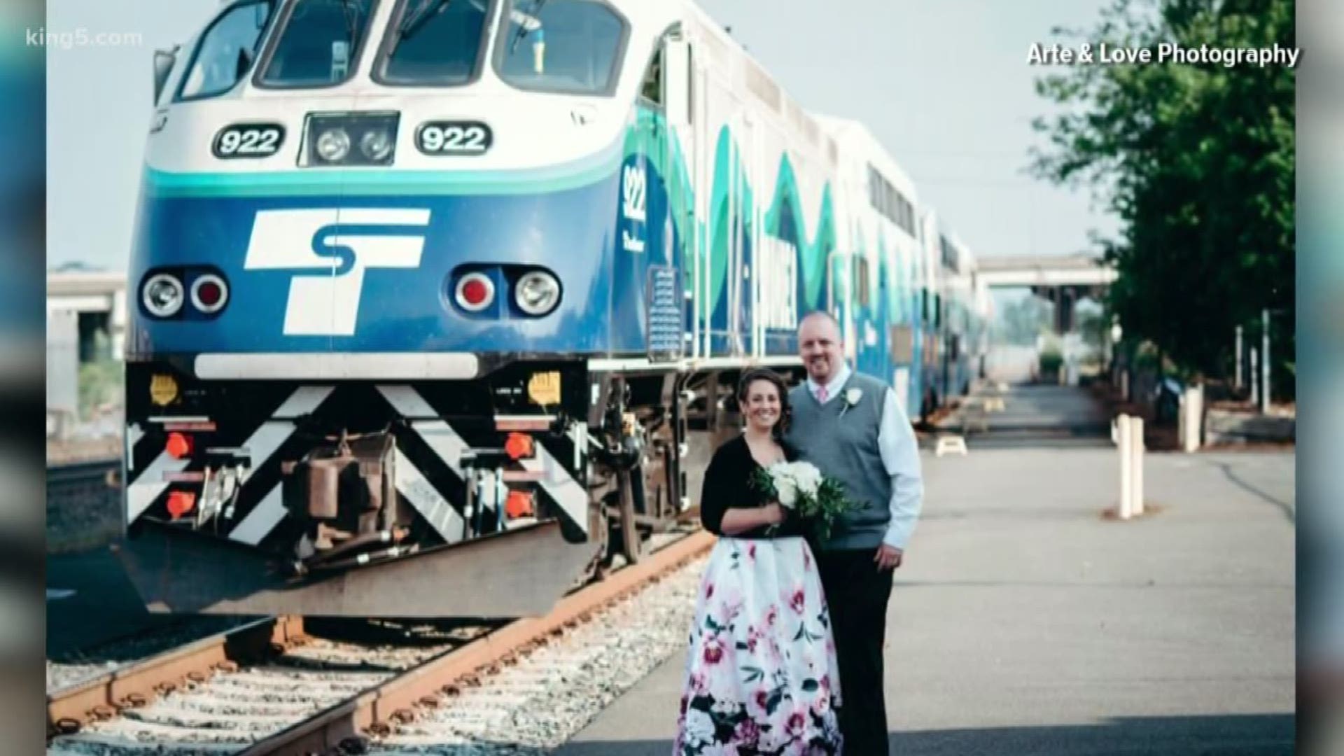 Congratulations to Lauren Balisky and Jason Miller! They were actually set up by fellow commuters who rode the train with them each morning from Everett to Seattle. A judge, also a regular on the train, officiated the ceremony. The photos were taken by "Arte & Love photography". Thanks to Ann Simpson for sharing the story!