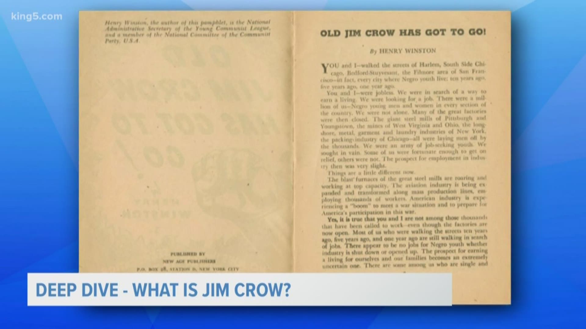 Deep Dive: The legacy of Jim Crow and is it really similar to Washington's I-1000 measure on affirmative action? KING 5's Angela Russell take a closer look at Take 5