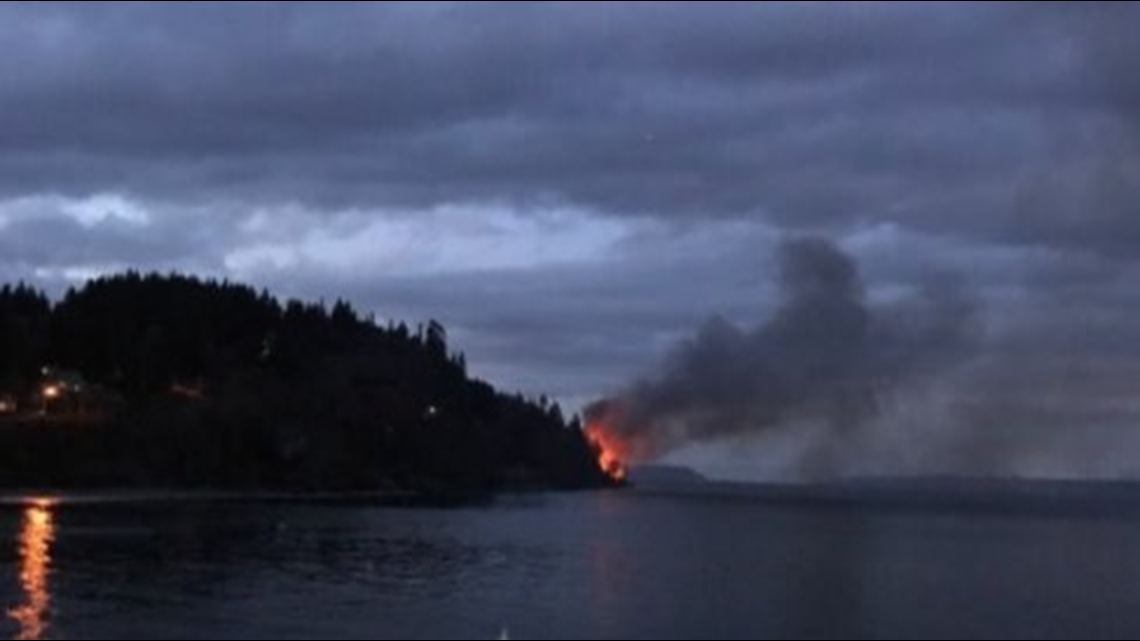 Fire destroys Kingston home; flames seen across Puget Sound | king5.com