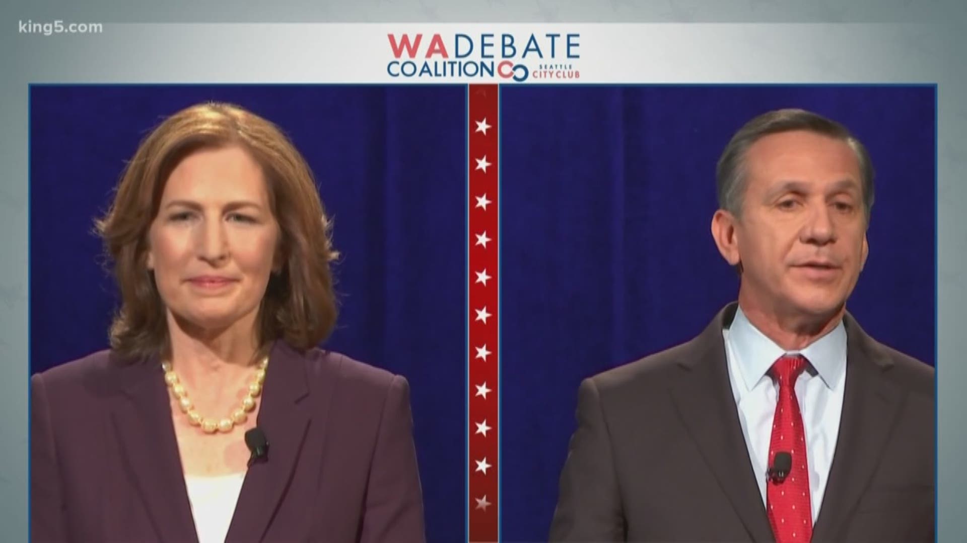Two candidates in one of the most competitive races in the state, Democrat Kim Schrier and Republican Dino Rossi, faced off in a debate Wednesday in Ellensburg.