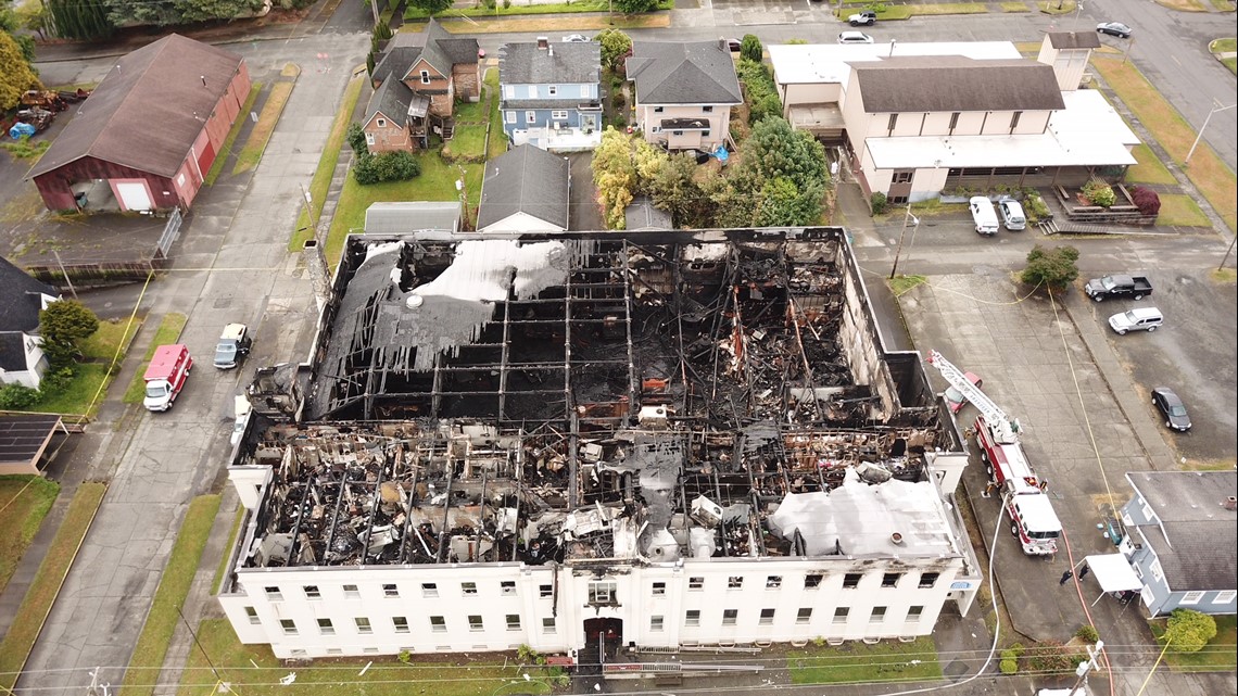 Drone video captures devastating fire at Aberdeen Armory Building