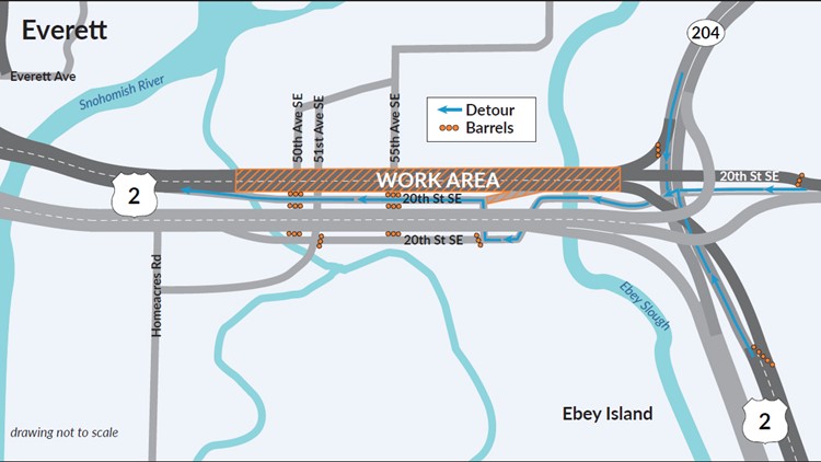 이번 주말 에버렛 인근 공사로 US2 웨스트 바운드 도로 폐쇄
