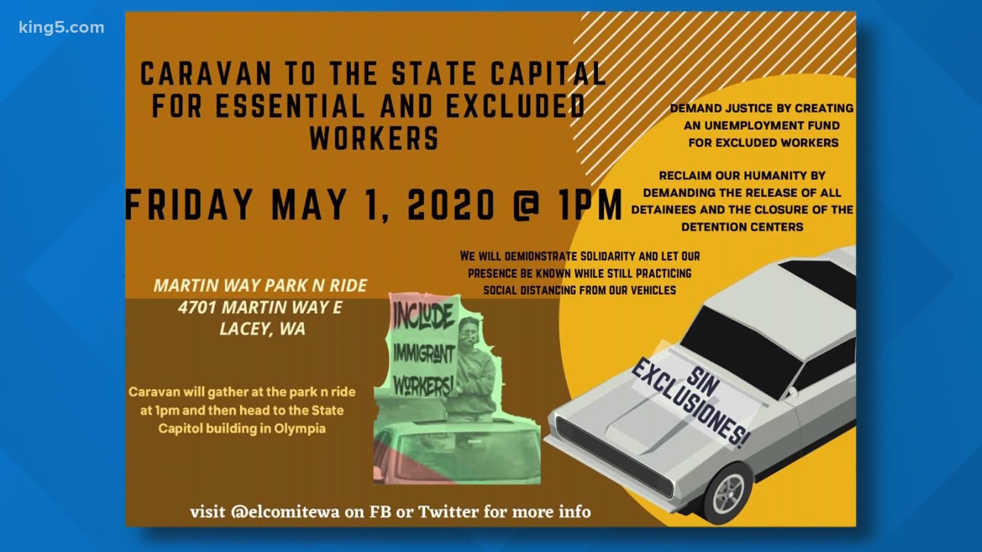 A car caravan-style protest will take place outside of the Amazon Spheres at noon as protesters fight for the passage of Amazon tax legislation.