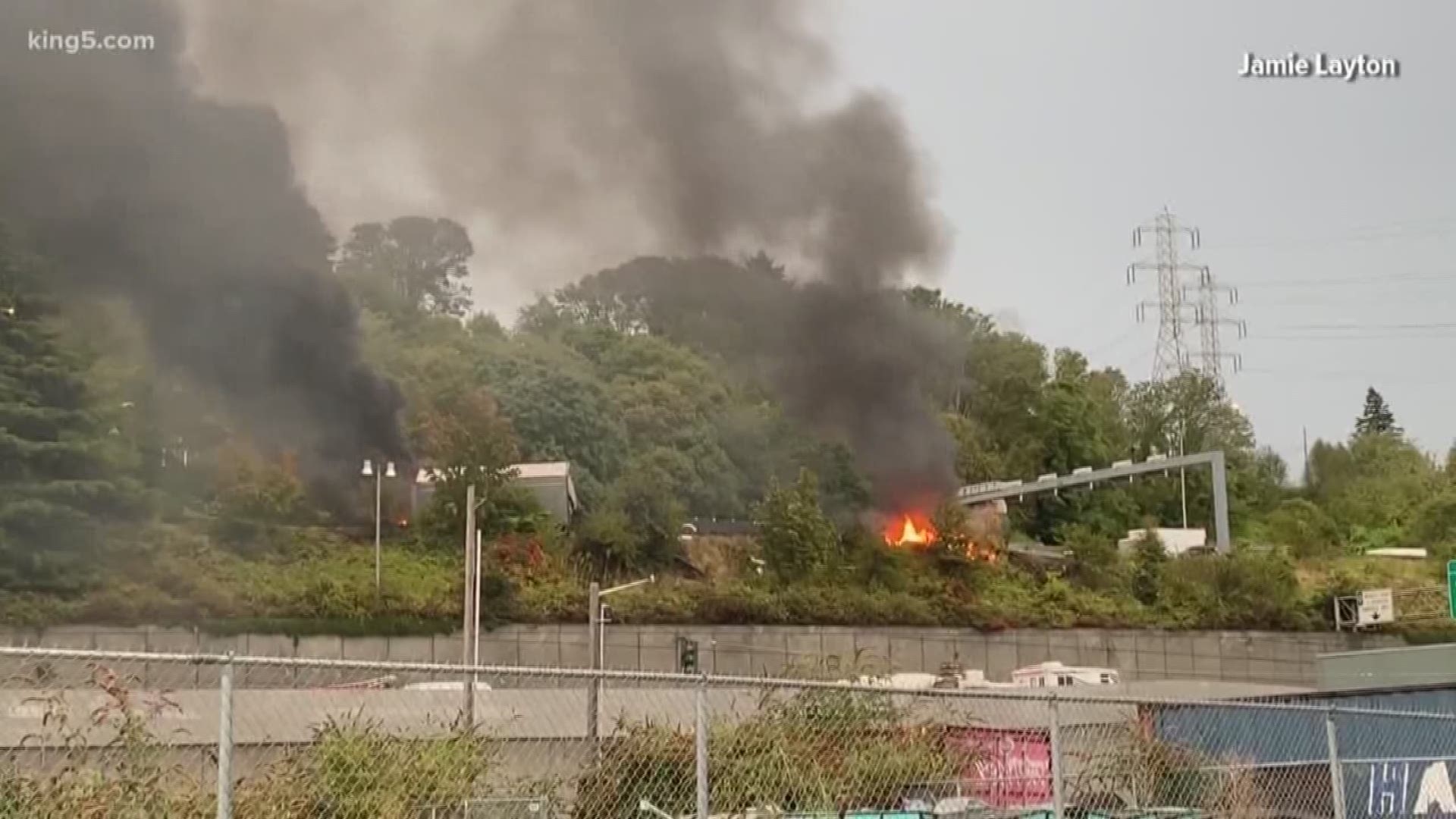 The driver of the semi-truck was taken to Harborview Medical Center with minor injuries, said Washington State Patrol.