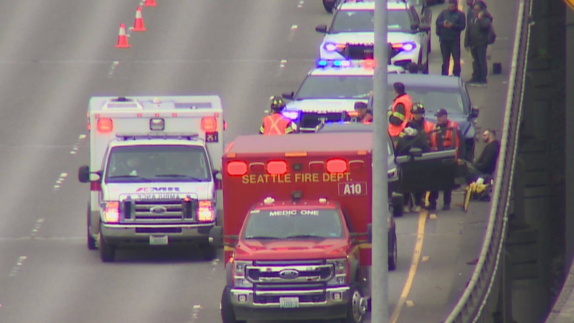 Four cars, including a King County Metro Vanpool vehicle, were involved in the crash.
