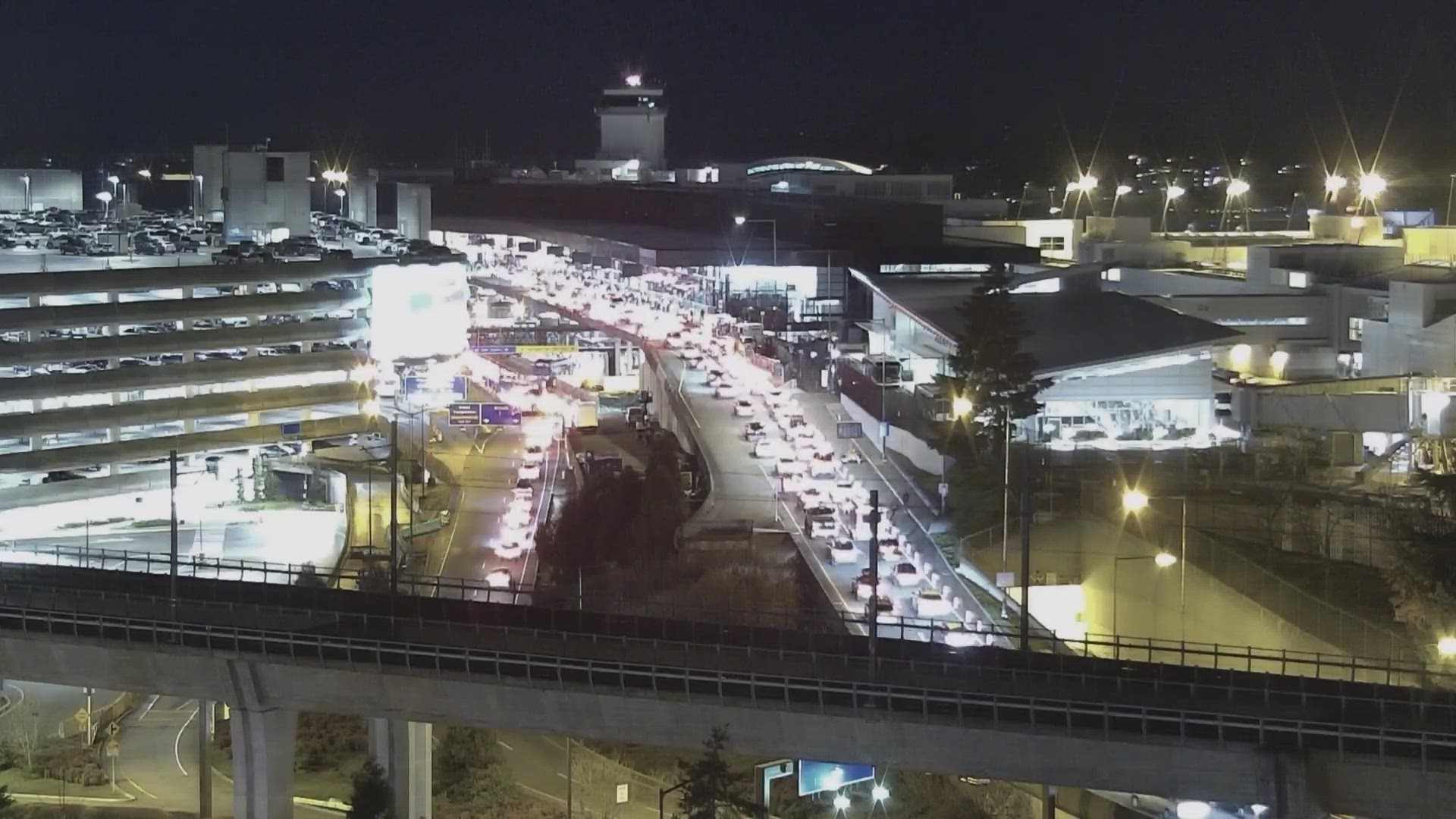 The backup started around 7 p.m. and traffic was still backed up all the way to SR 518 at 10:30 p.m.