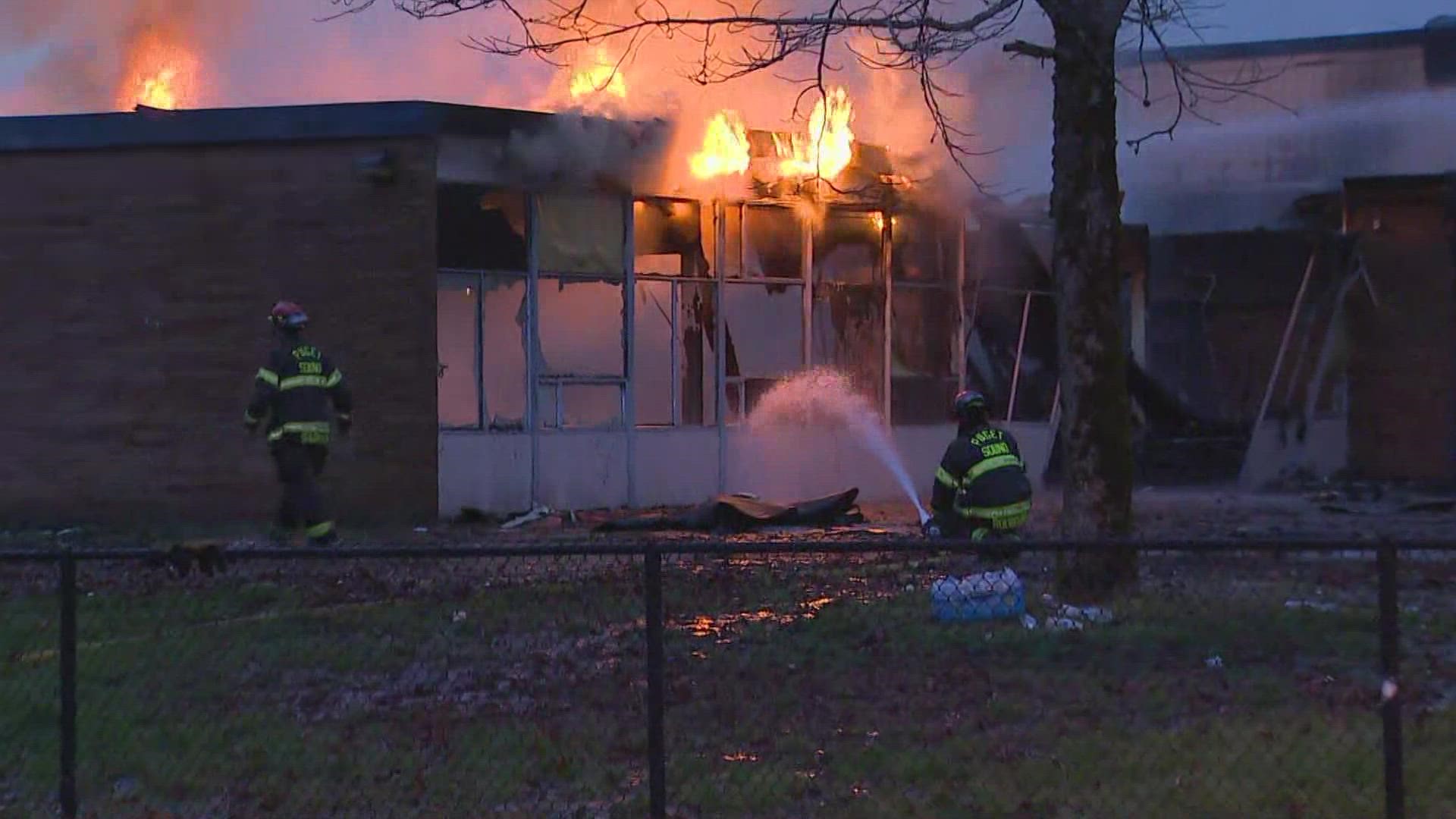 Officials don't know how the fire started or if anyone was inside the building at the time