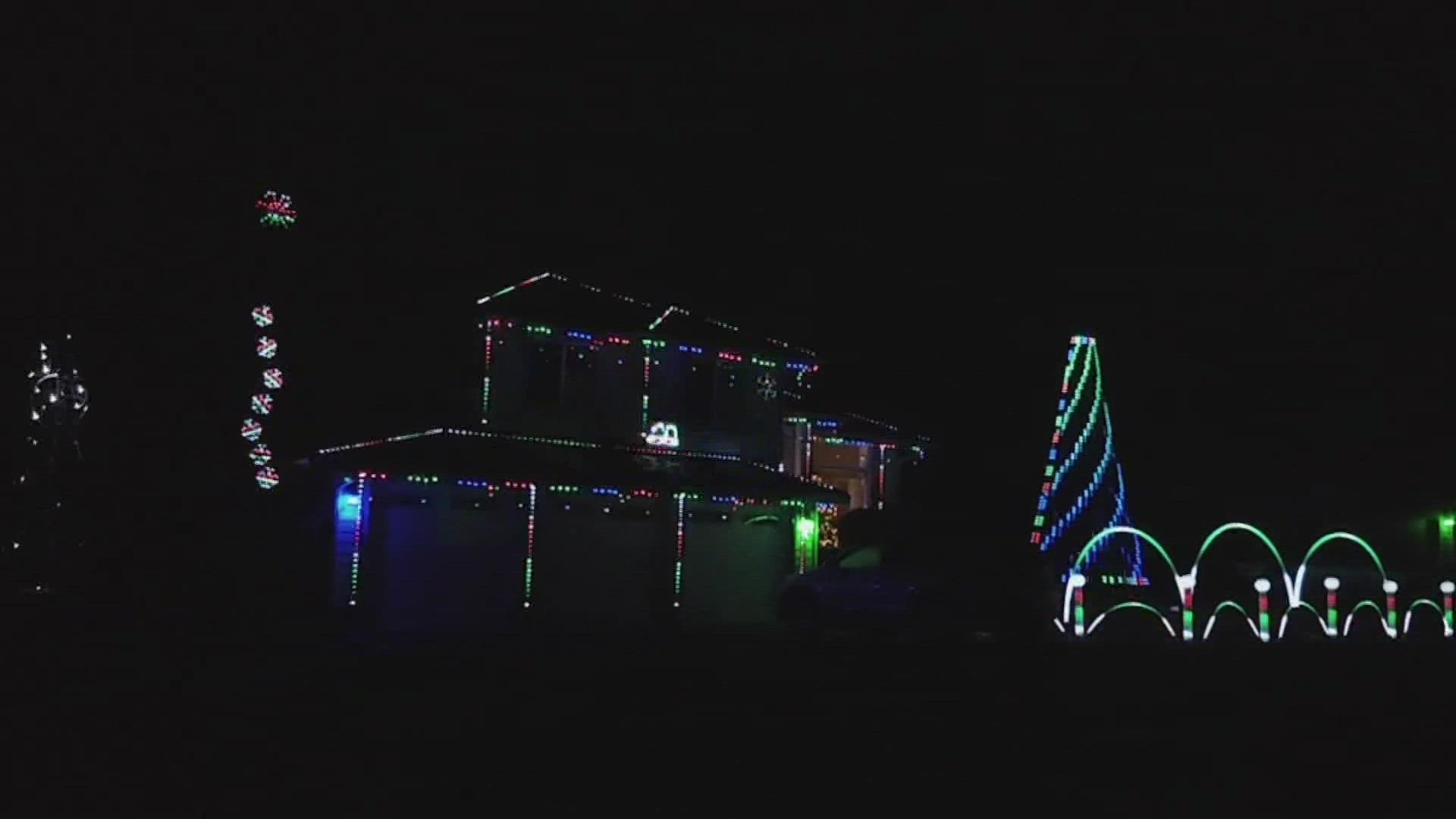 Craig Dye has been putting on his holiday light display for 15 years. Before he retires, he wants to draw attention to a good cause.