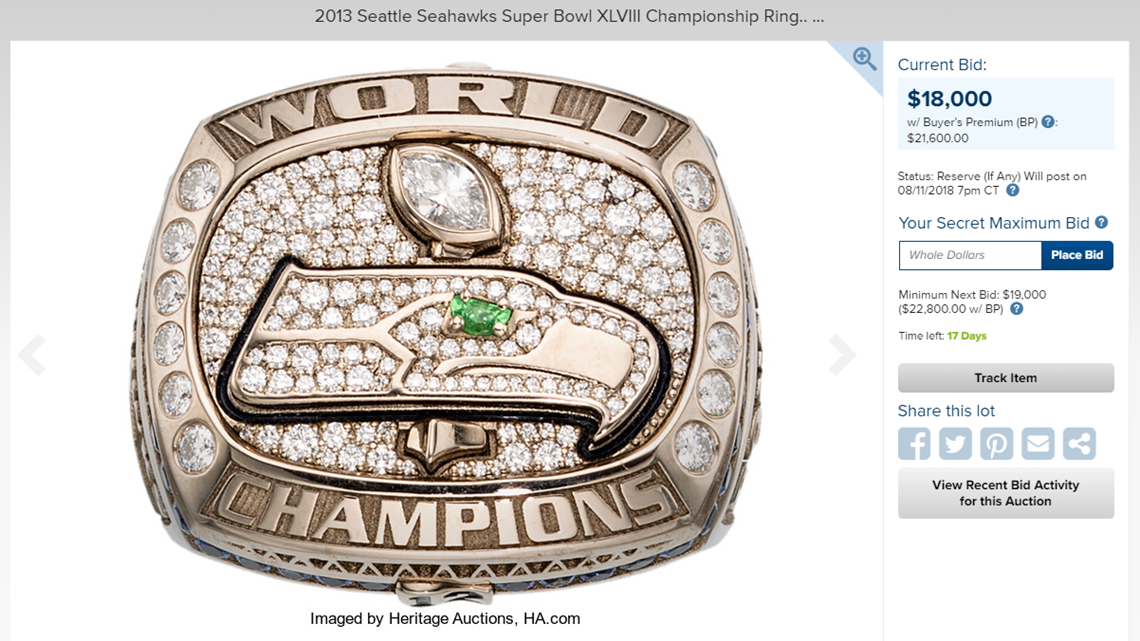 Auction selling Seahawks Super Bowl championship ring
