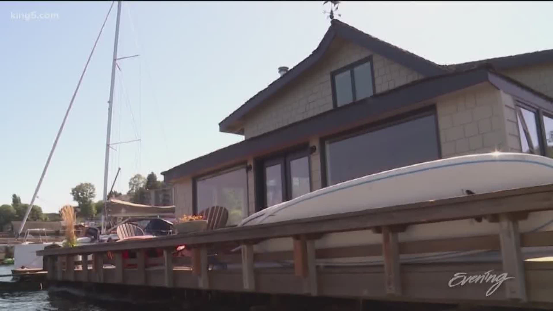 From the outside, the floating home made famous in the movie "Sleepless in Seattle" looks pretty much the same. But inside, a major makeover.