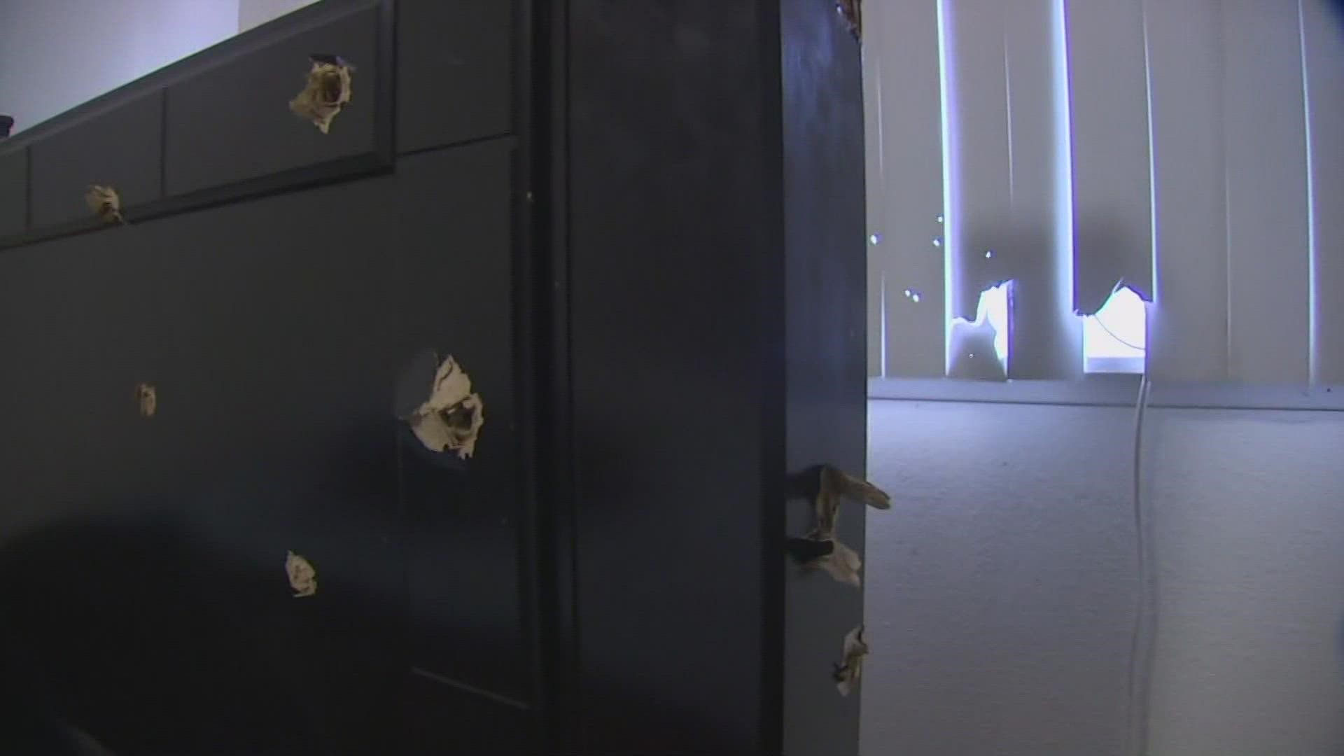 A 63-year-old woman was shot while in bed after bullets came through the wall and window of her Tacoma apartment.