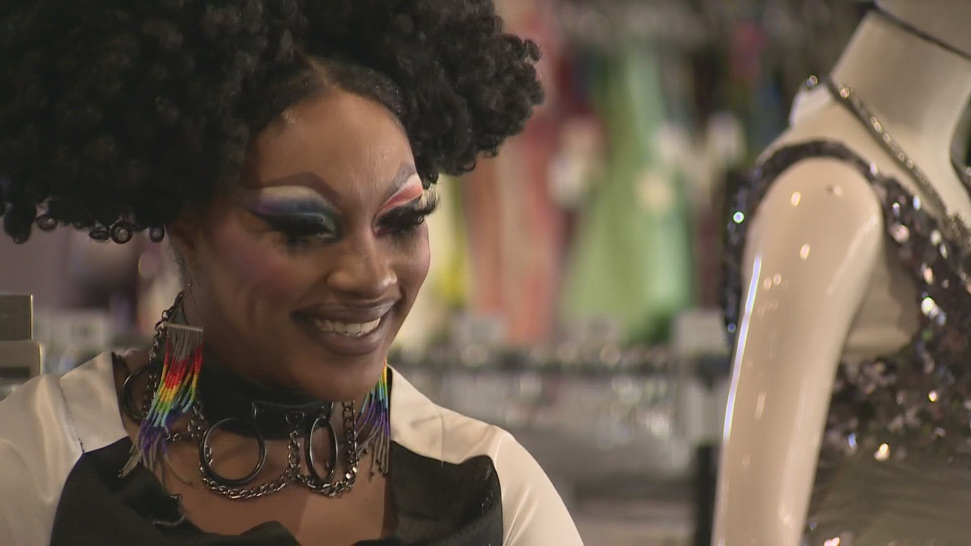 Drag queens helped style customers at the Capitol Hill Goodwill Thursday afternoon for a pre-Pride event.