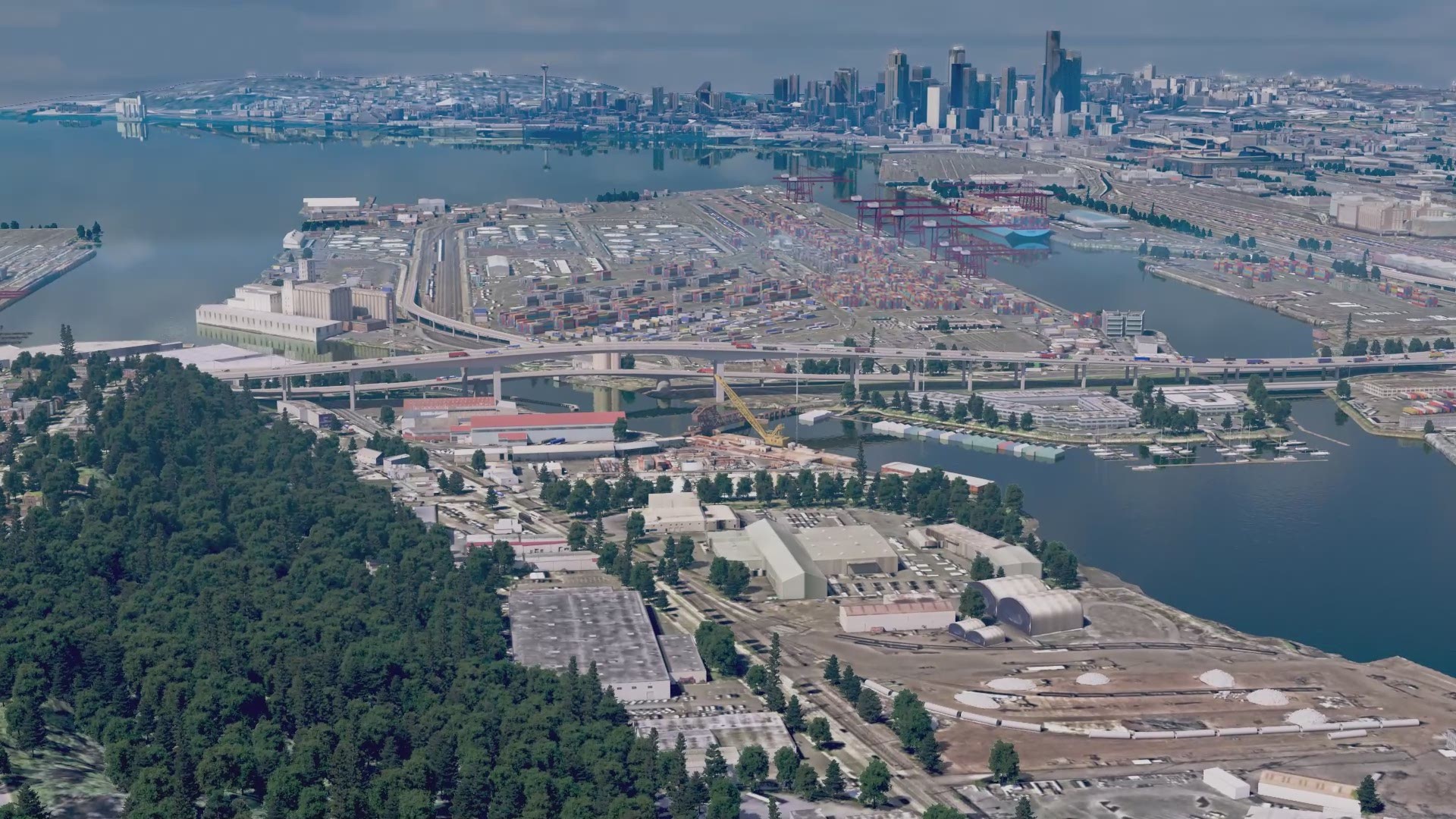 HNTB, an engineering firm, proposed using some of the old West Seattle bridge structure and lift pre-built arches into place to cross the Duwamish River.