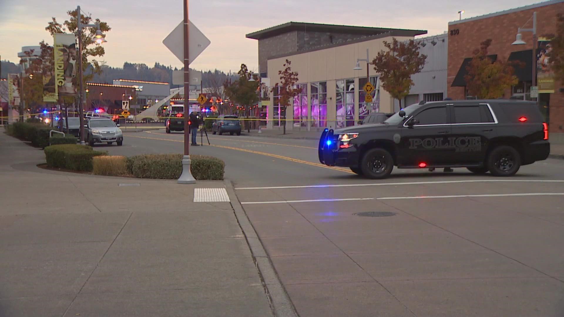 Renton firefighters responded to two patients with gunshot wounds outside the Regal Cinemas at The Landing.