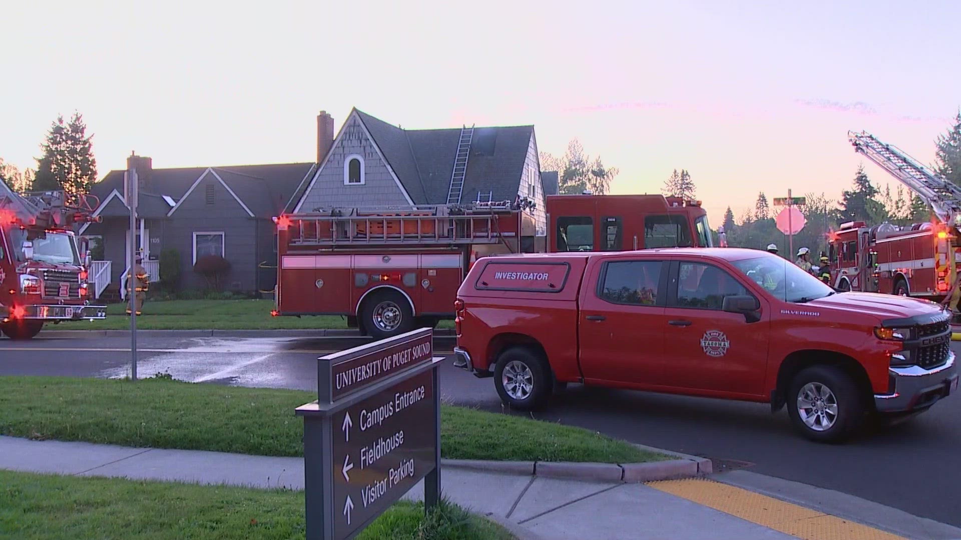 11 people and a dog were inside a Tacoma house when it caught fire early Friday morning. One teenager was transported to Harborview Medical Center with injuries.