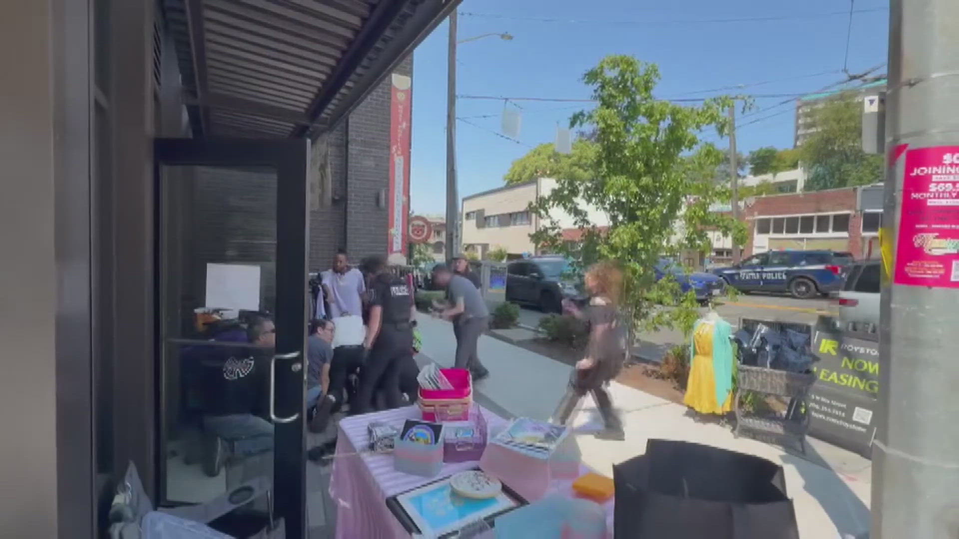 A business owner was randomly attacked on June 15 and the incident was caught on camera. 