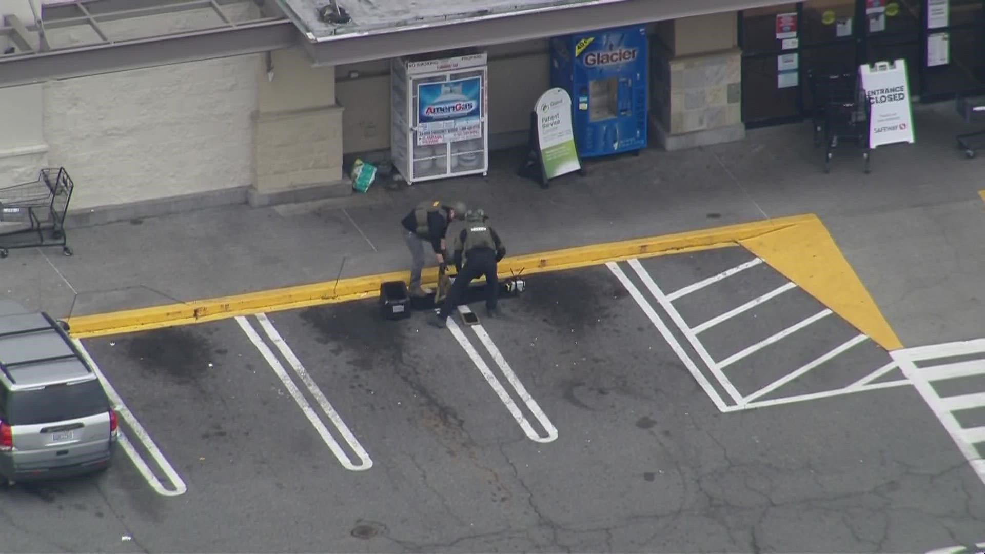 A Safeway was evacuated as law enforcement investigated the scene near Aurora Avenue.