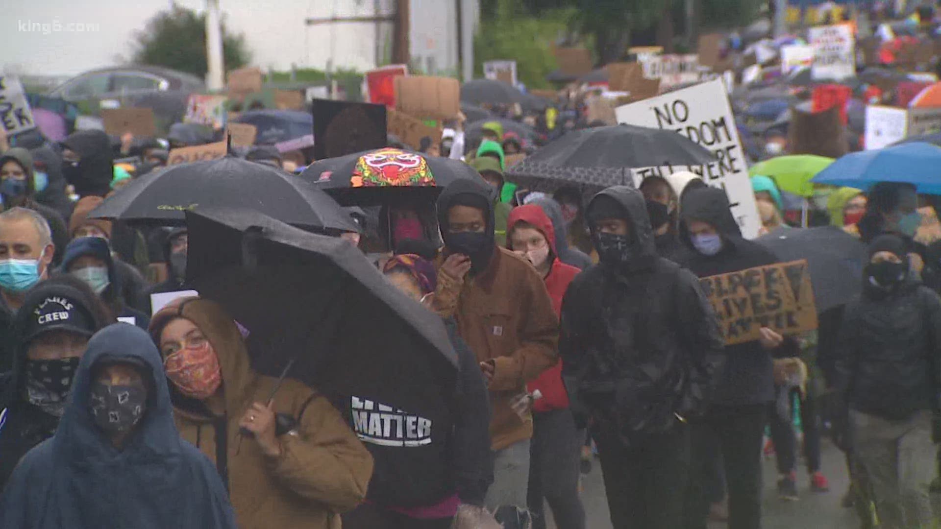 Leaders with Black Lives Matter Seattle-King County organized a silent march and strike on Friday, where about 60,000 people attended to show their support.