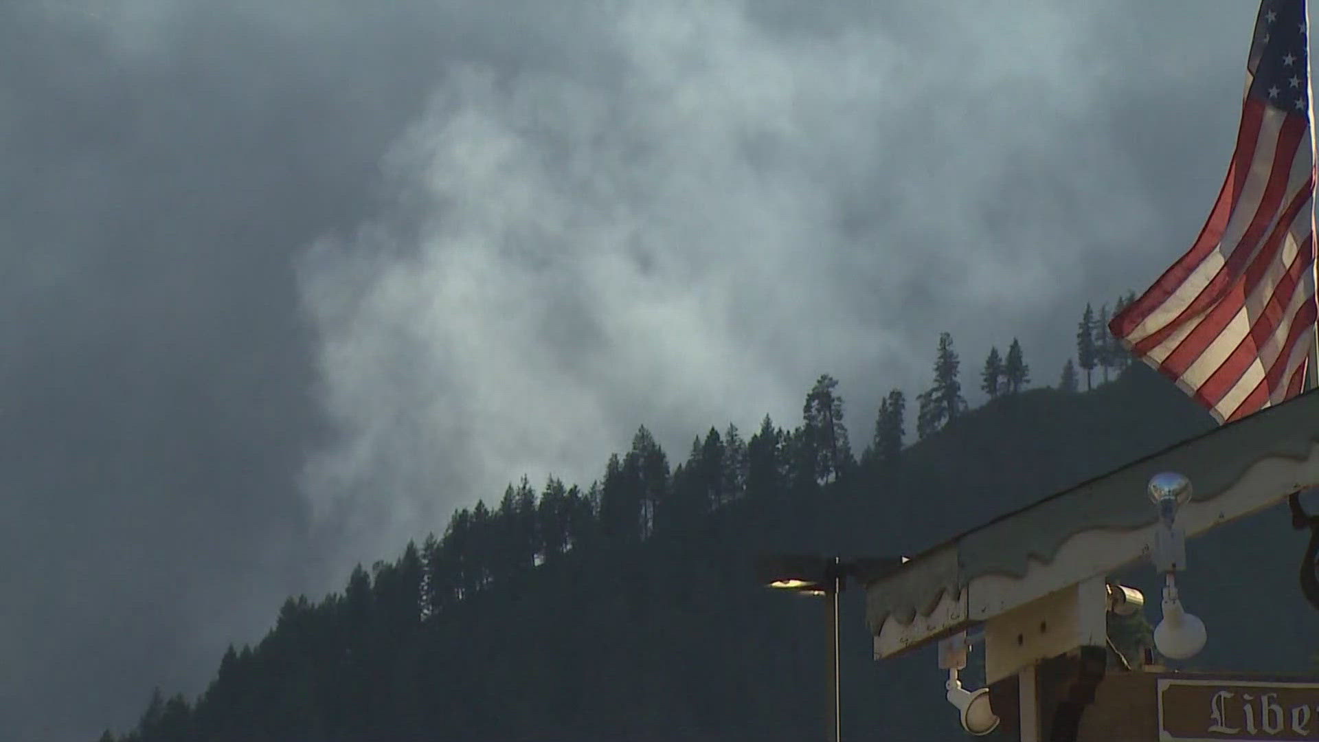 The wildfire broke out Tuesday evening, forcing the closure of U.S. Highway 2 at milepost 98 in both directions.