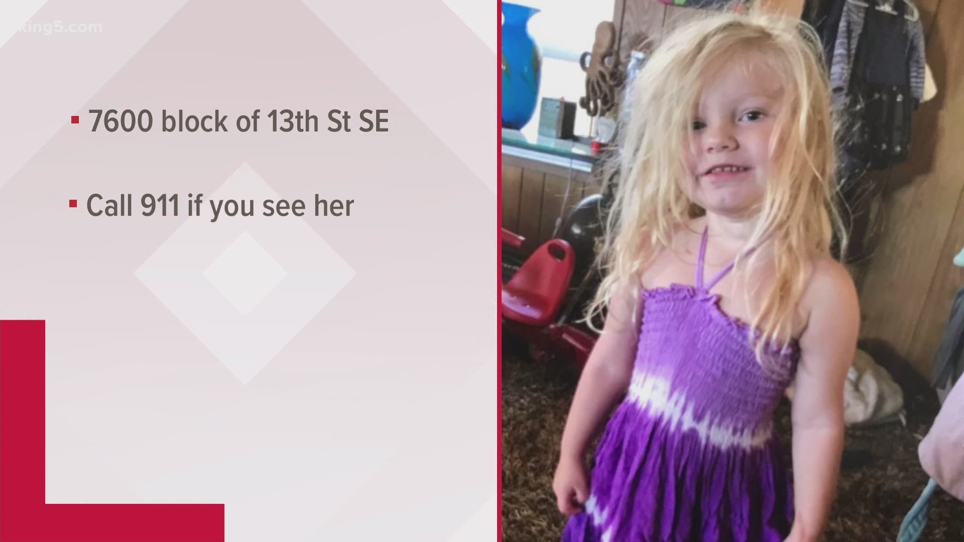 Lake Stevens police reported a little girl went missing around 4:30 p.m. Monday.