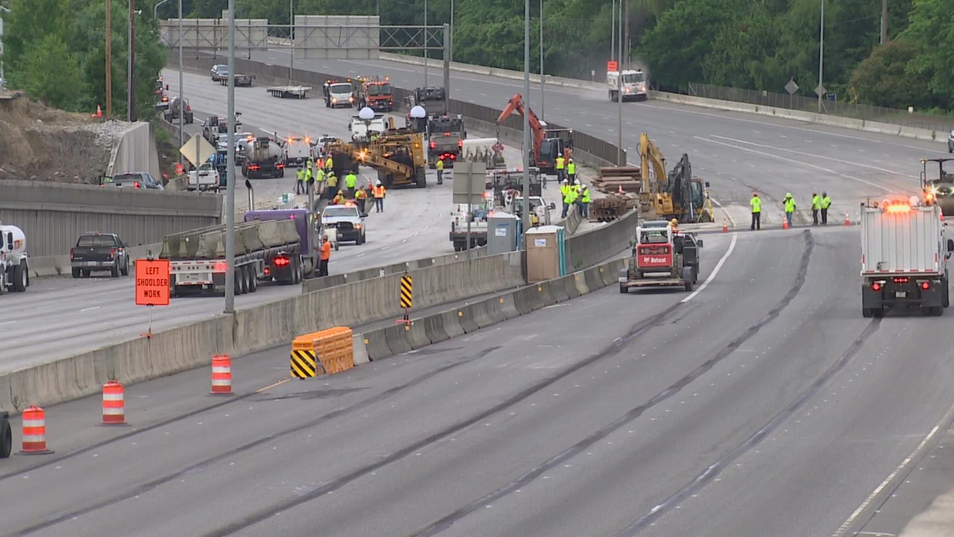 All the work was on schedule and the freeway is set to reopen Monday morning.
