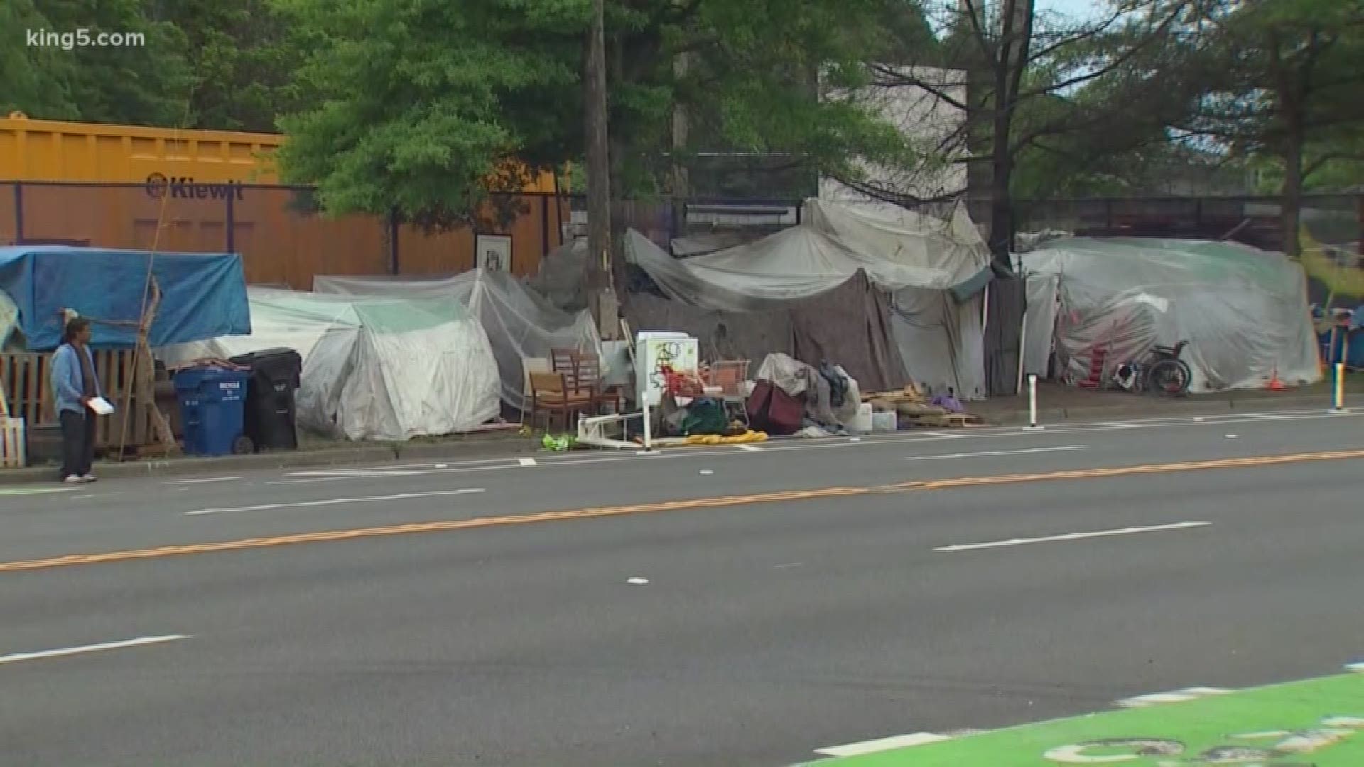 Crews will begin clearing a homeless camp in Seattle's International District on Monday.